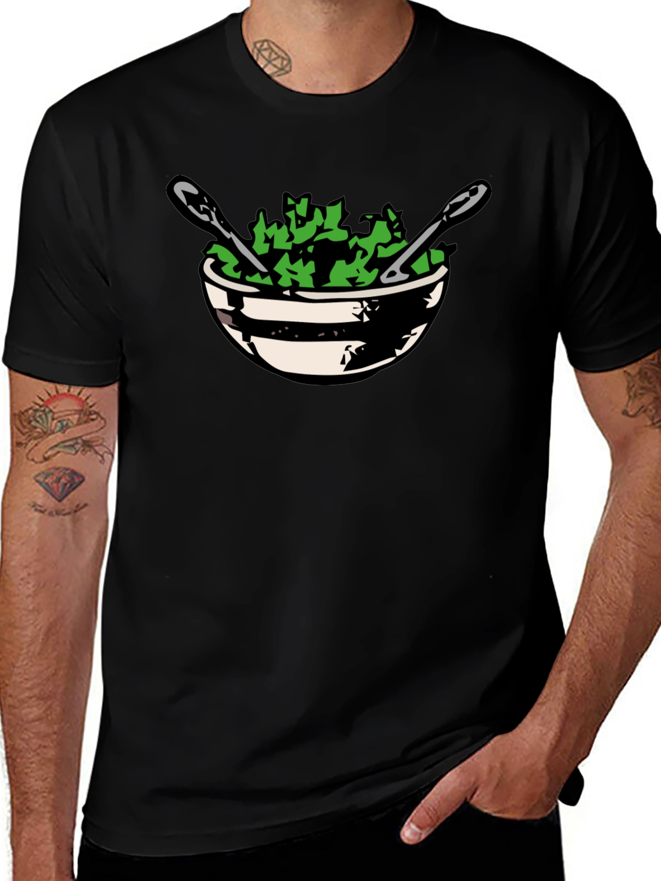 Salad Bowl Graphic Tee - Black Cotton T-Shirt