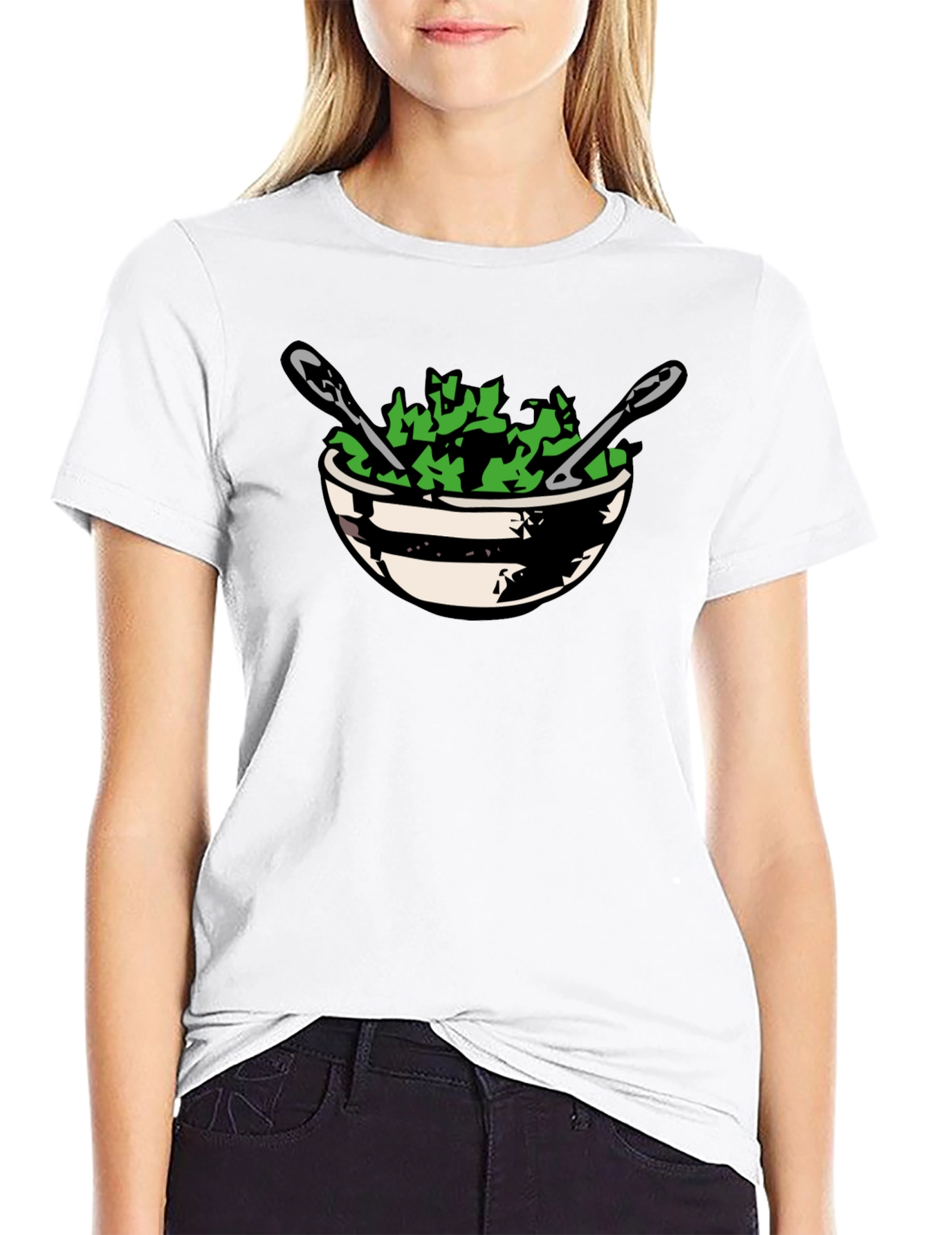 Salad Bowl Graphic Tee - Black Cotton T-Shirt