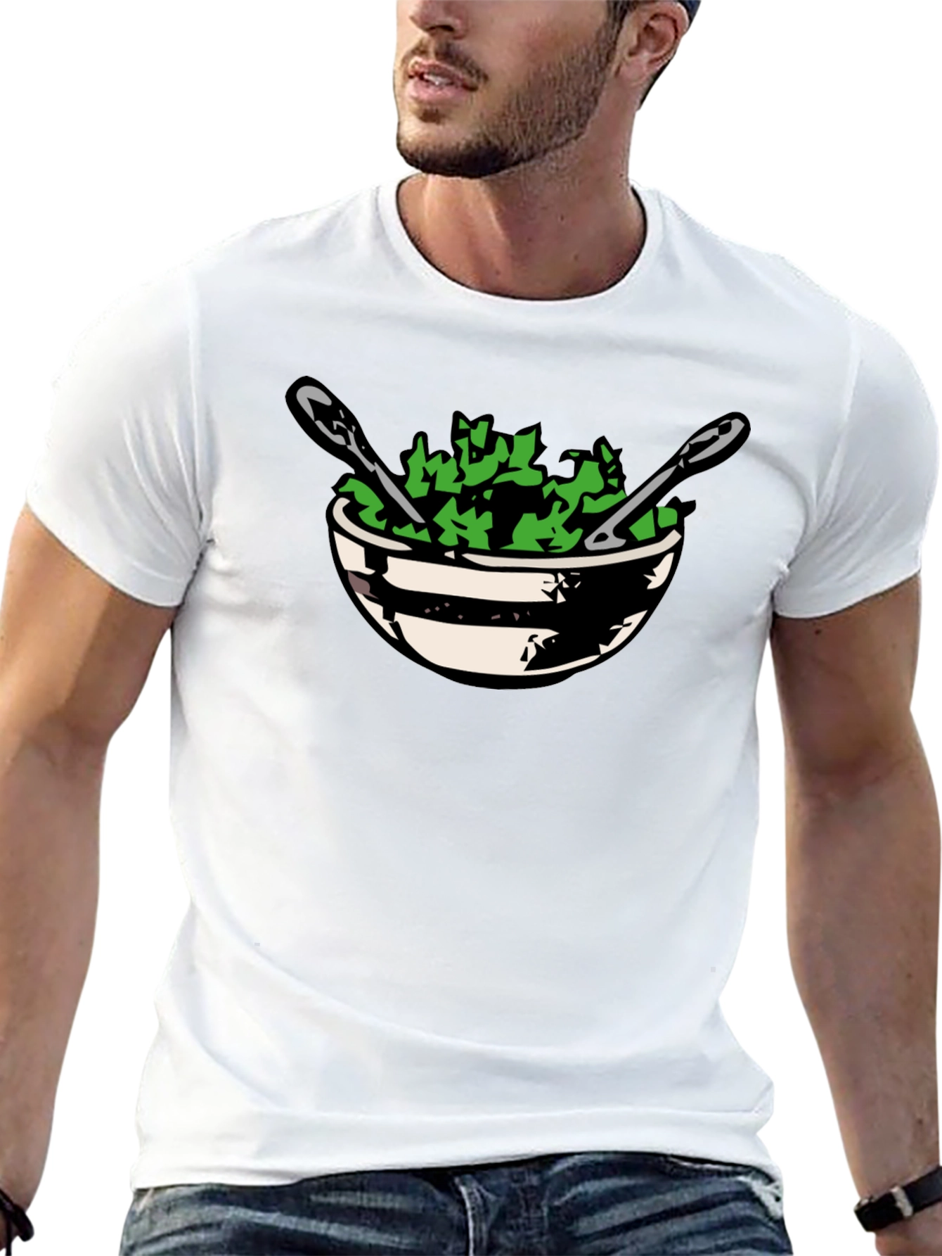 Salad Bowl Graphic Tee - Black Cotton T-Shirt