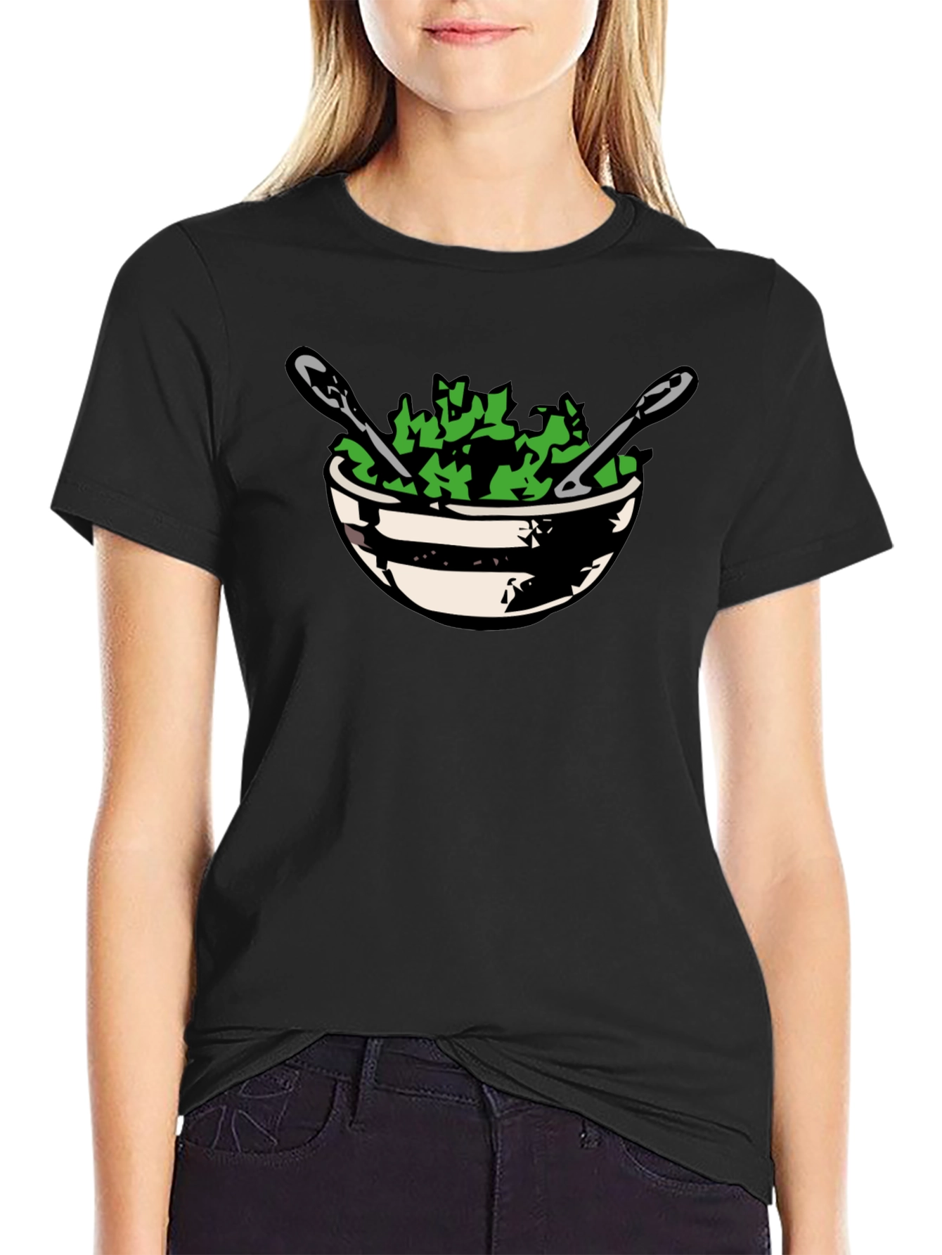 Salad Bowl Graphic Tee - Black Cotton T-Shirt