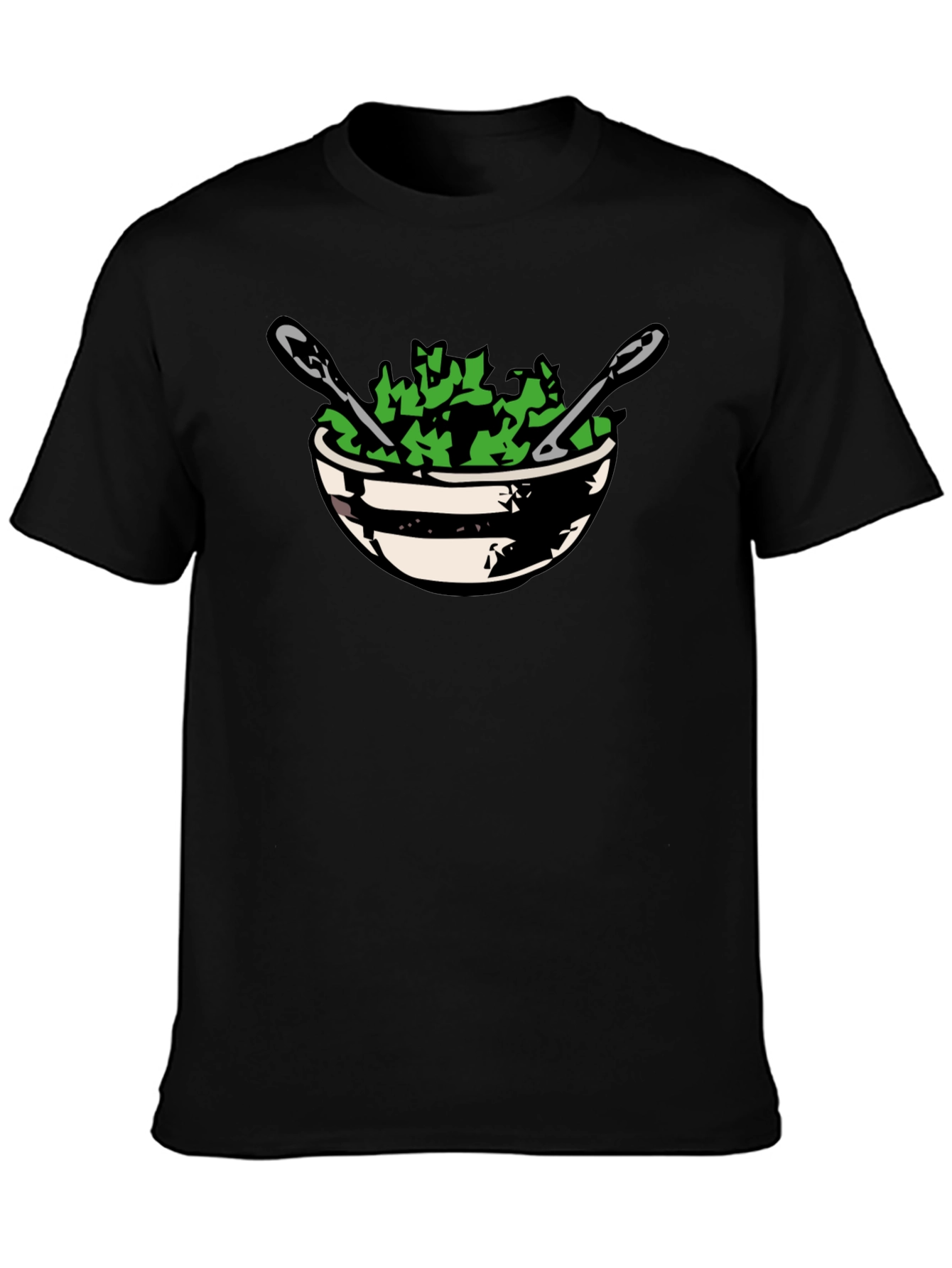 Salad Bowl Graphic Tee - Black Cotton T-Shirt