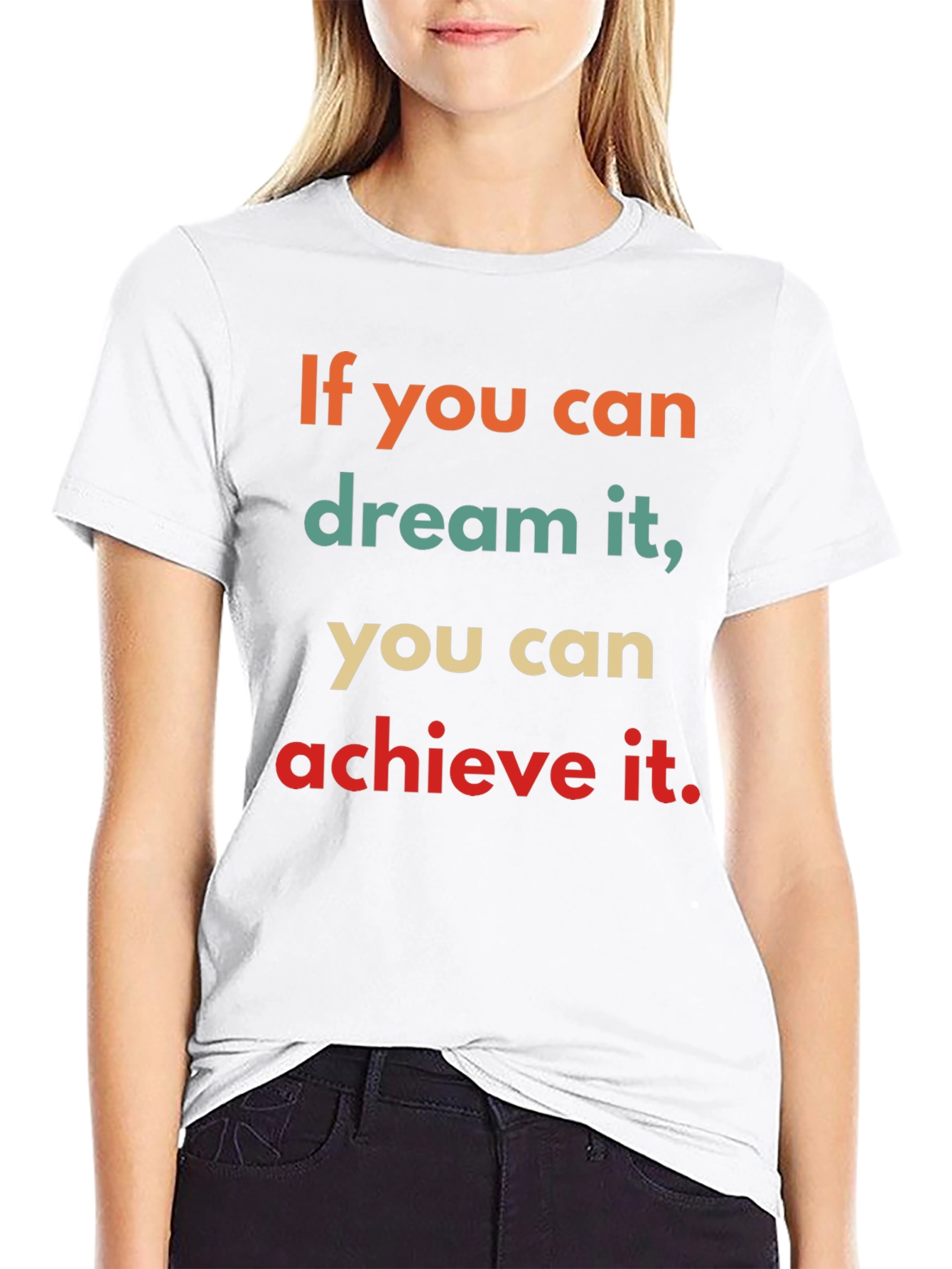 Inspirational Dream It Black Cotton T-Shirt