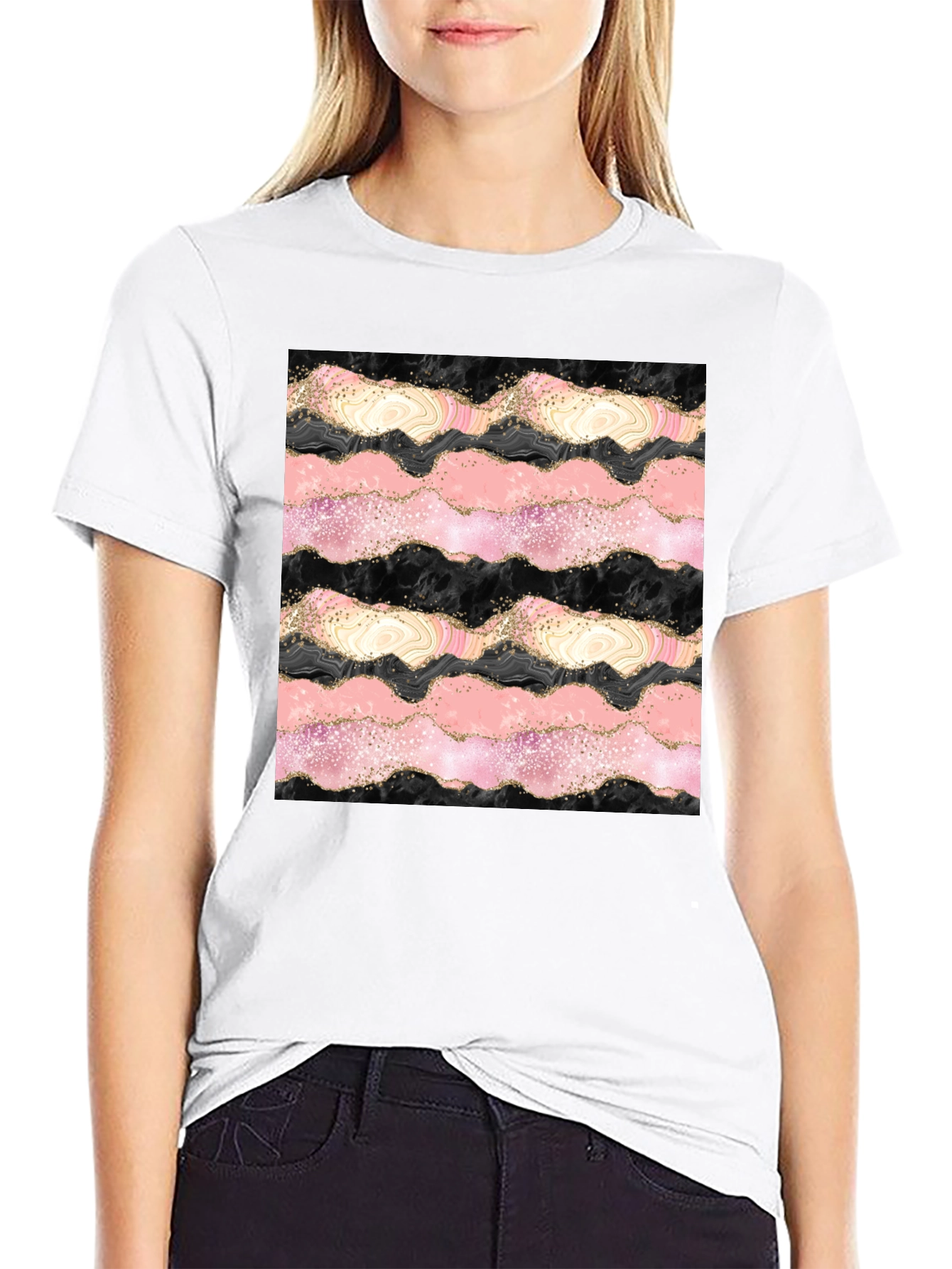 Abstract Wave Pattern Graphic Tee
