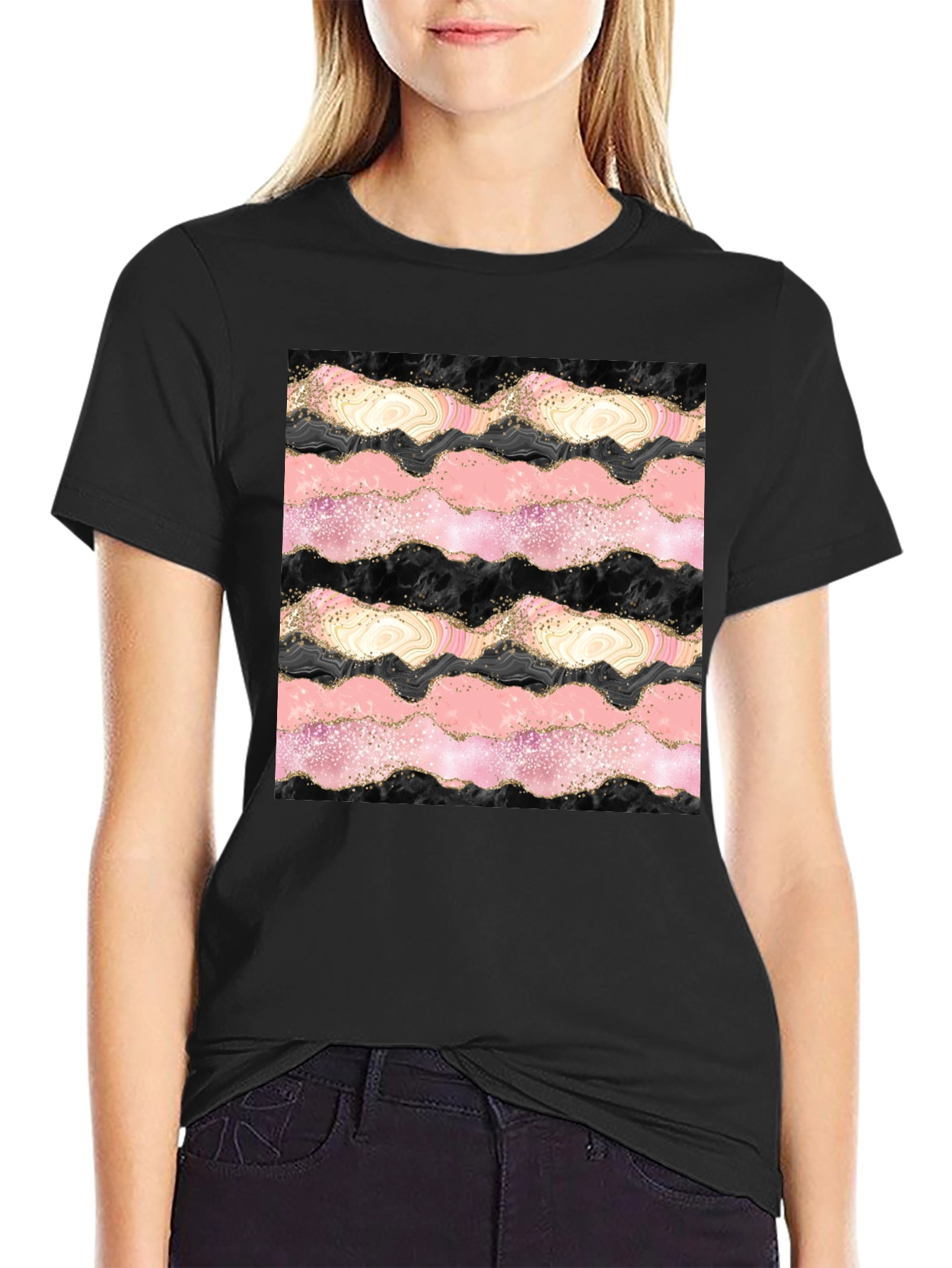 Abstract Wave Pattern Graphic Tee