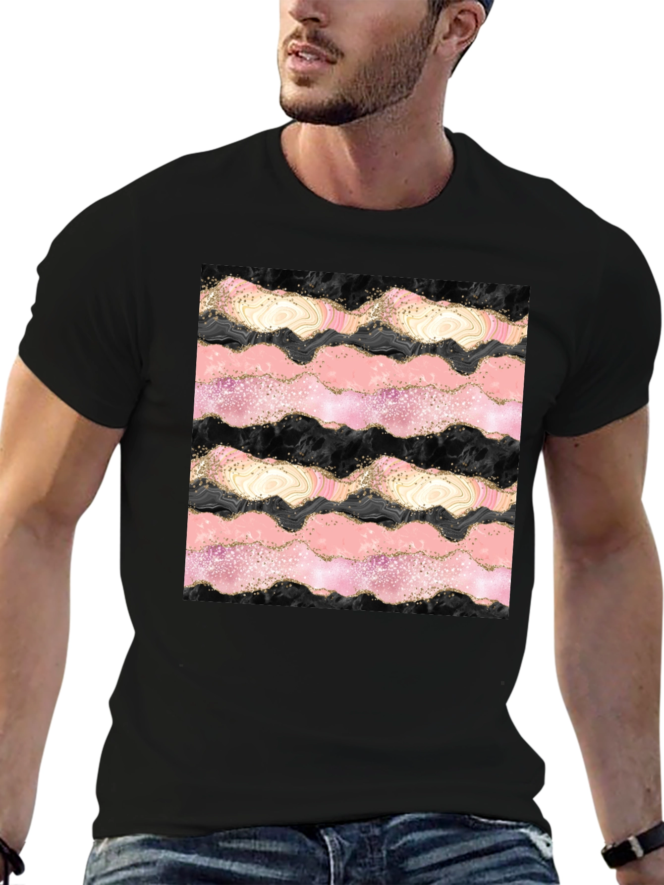 Abstract Wave Pattern Graphic Tee