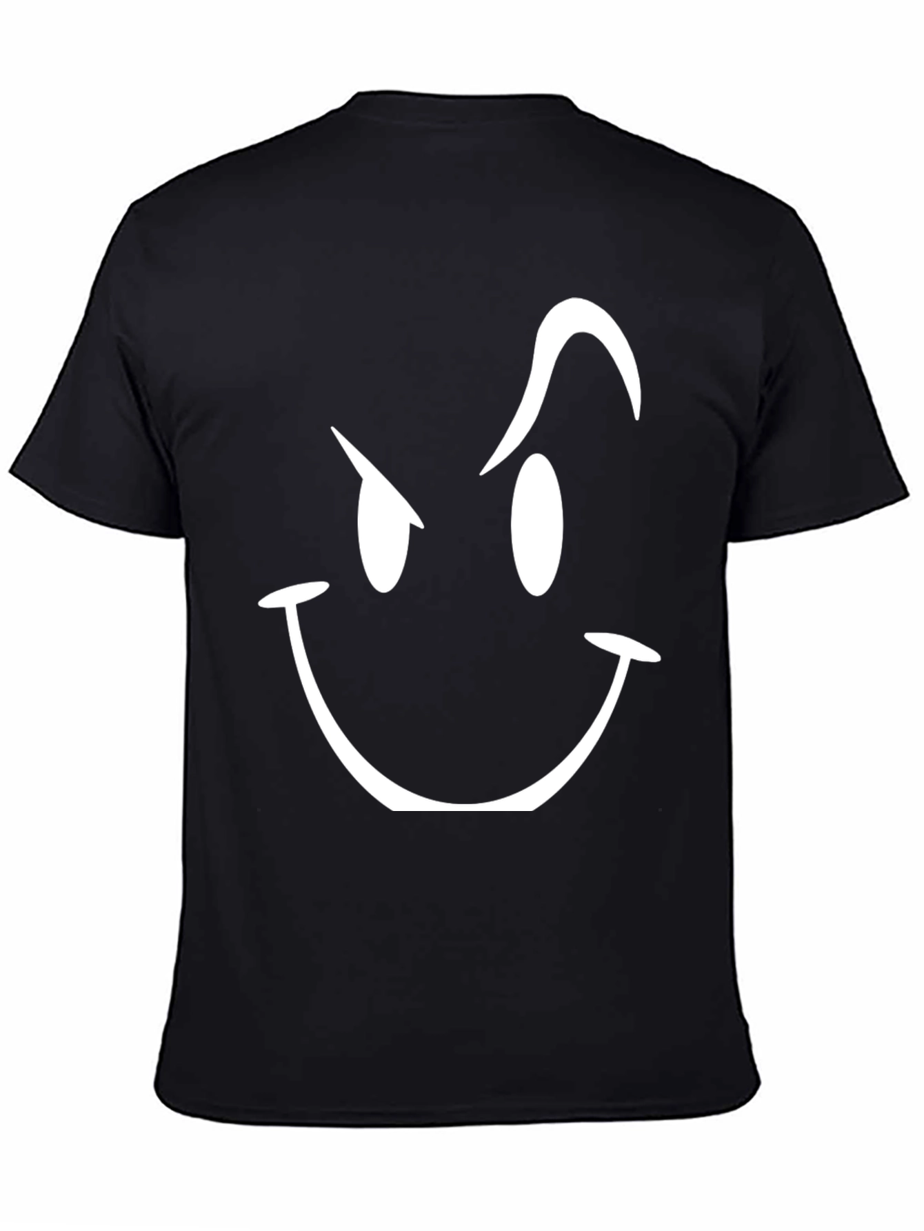 Black Tee with Winking Smiley Face Graphic