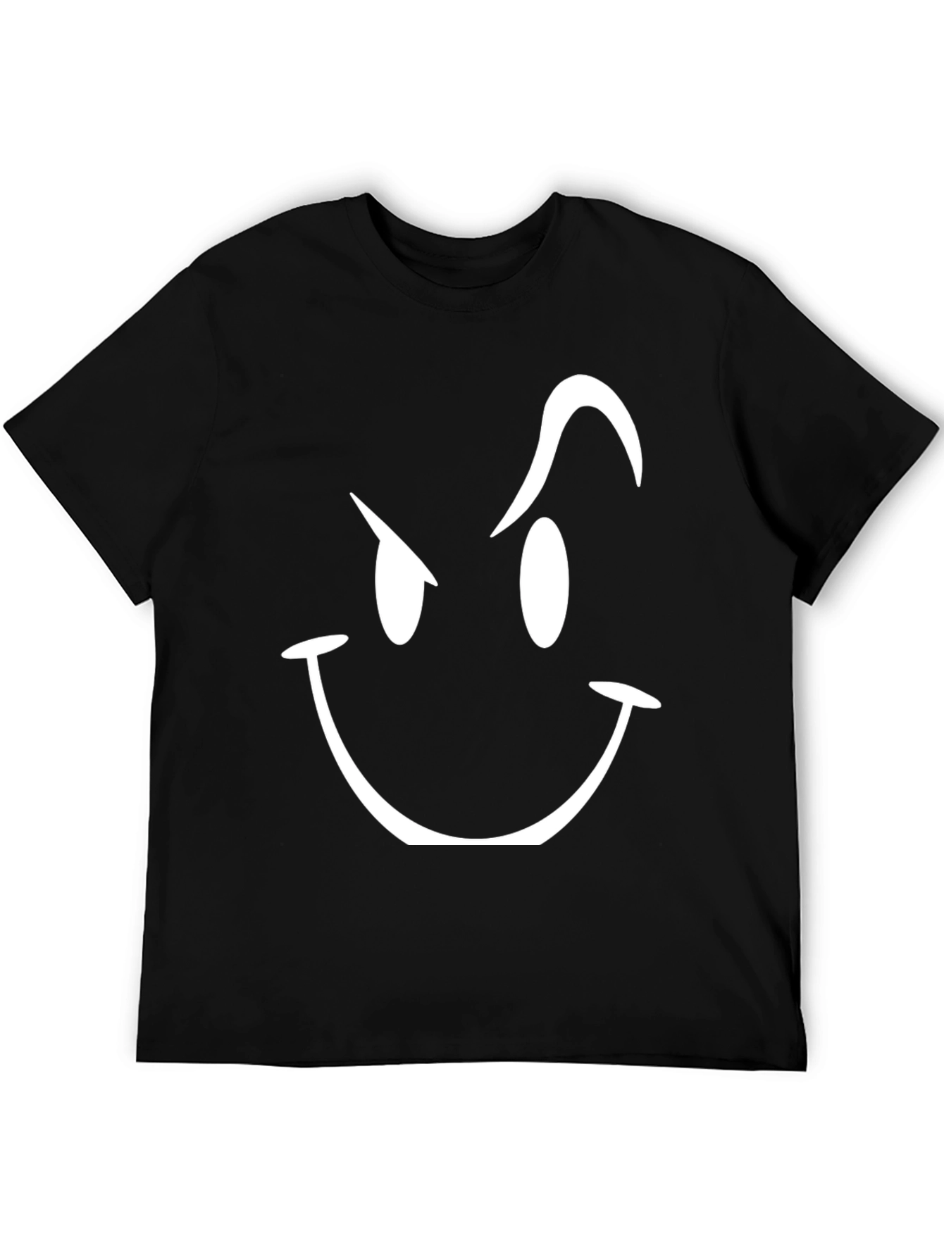 Black Tee with Winking Smiley Face Graphic