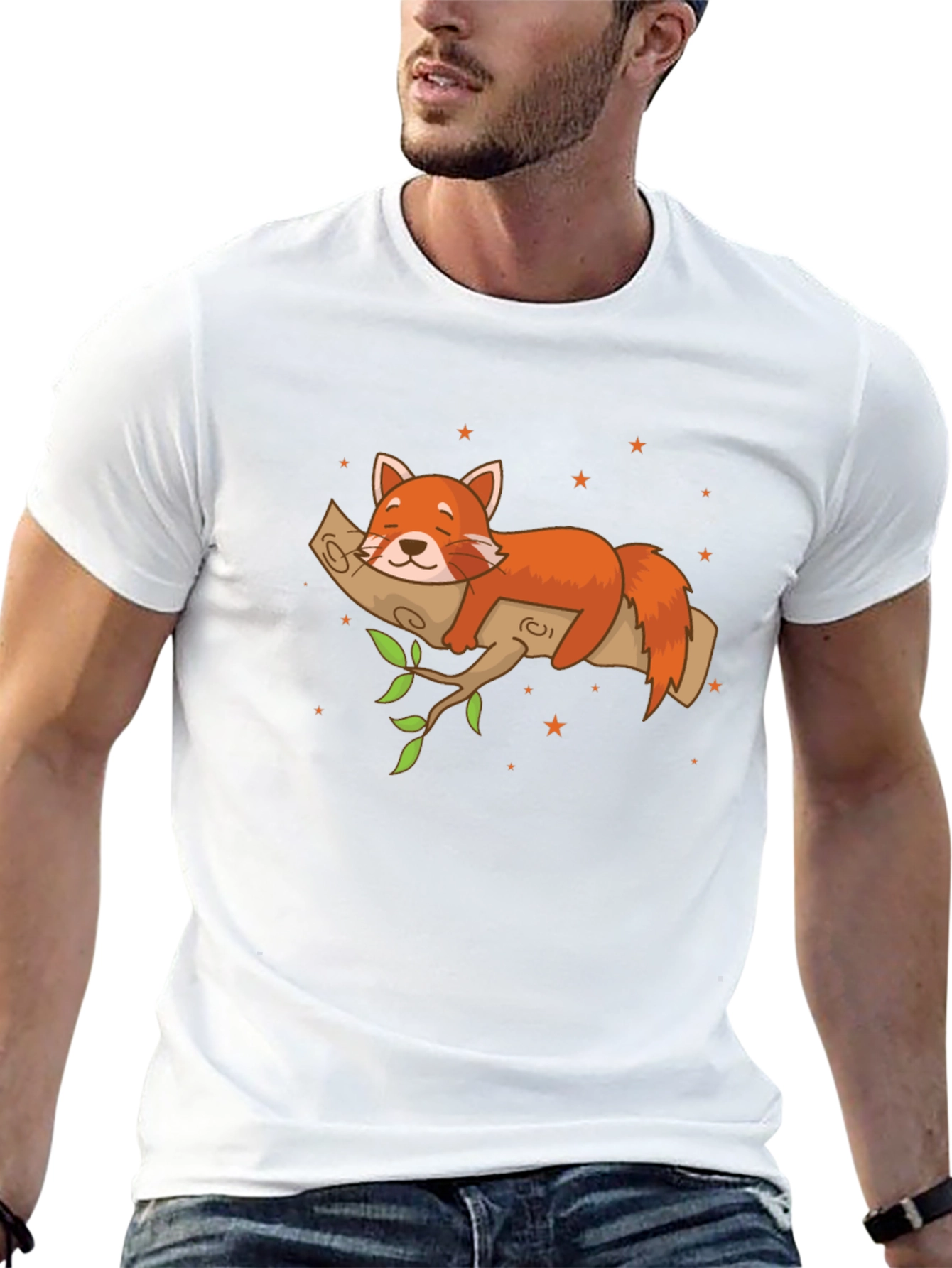 Red Panda on Branch T-Shirt - Relaxed Fit