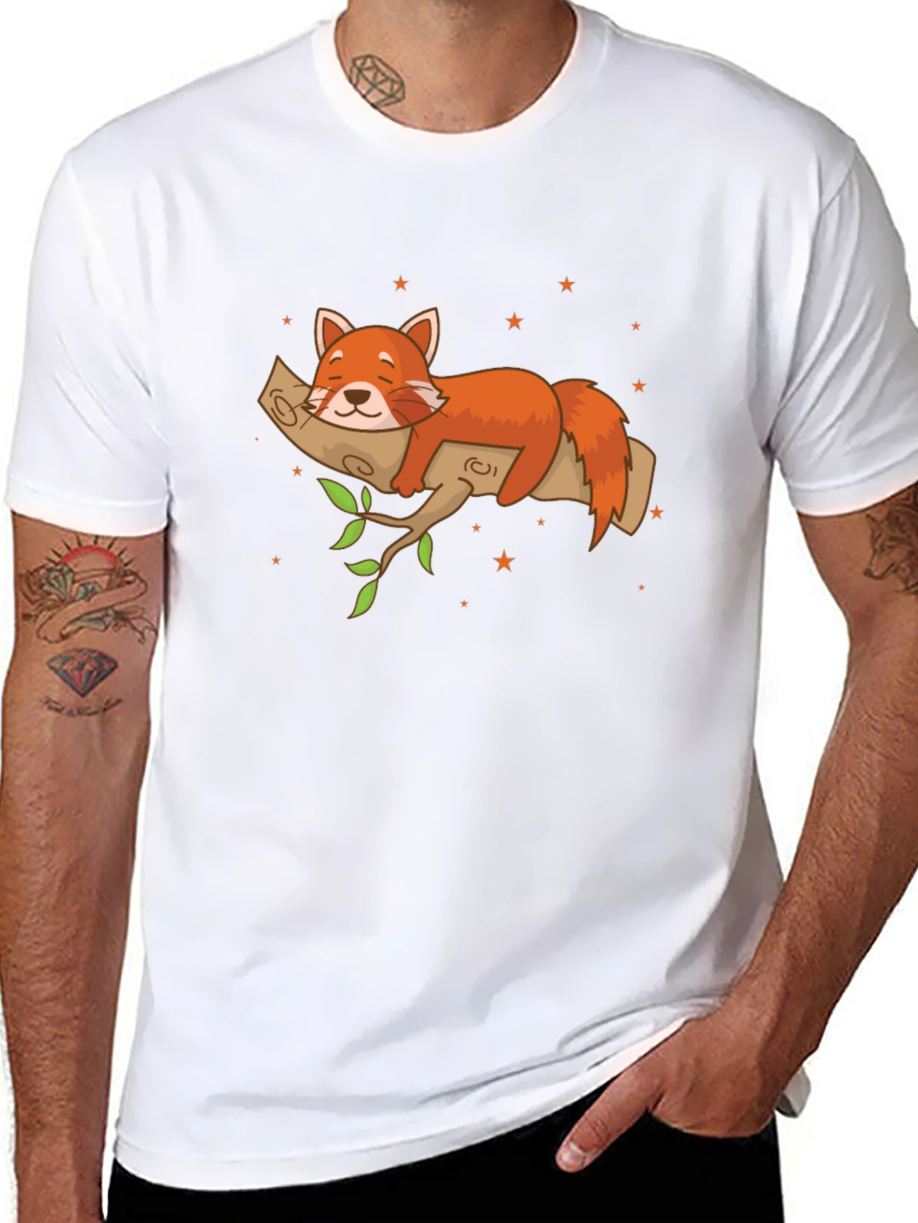 Red Panda on Branch T-Shirt - Relaxed Fit