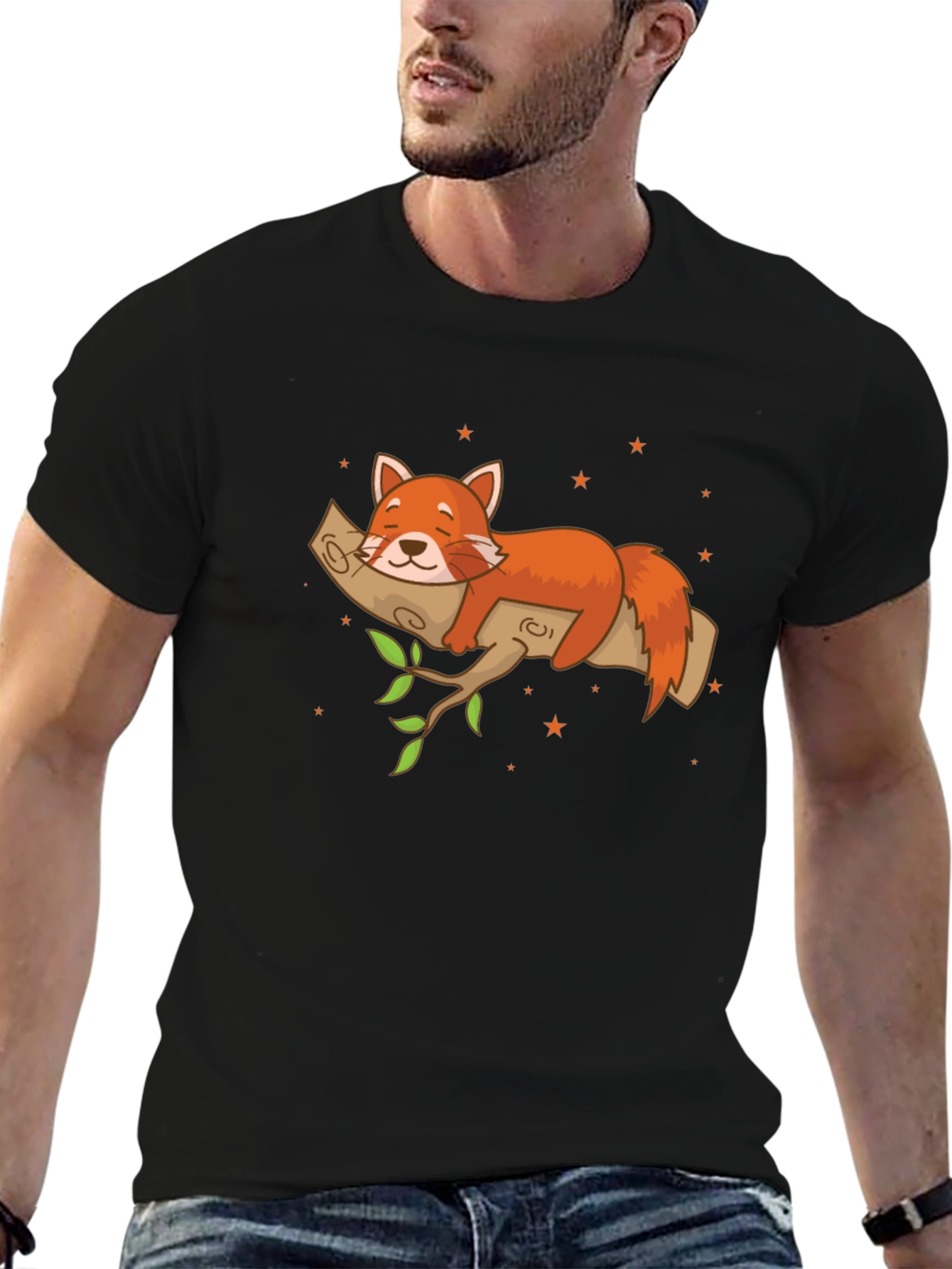 Red Panda on Branch T-Shirt - Relaxed Fit