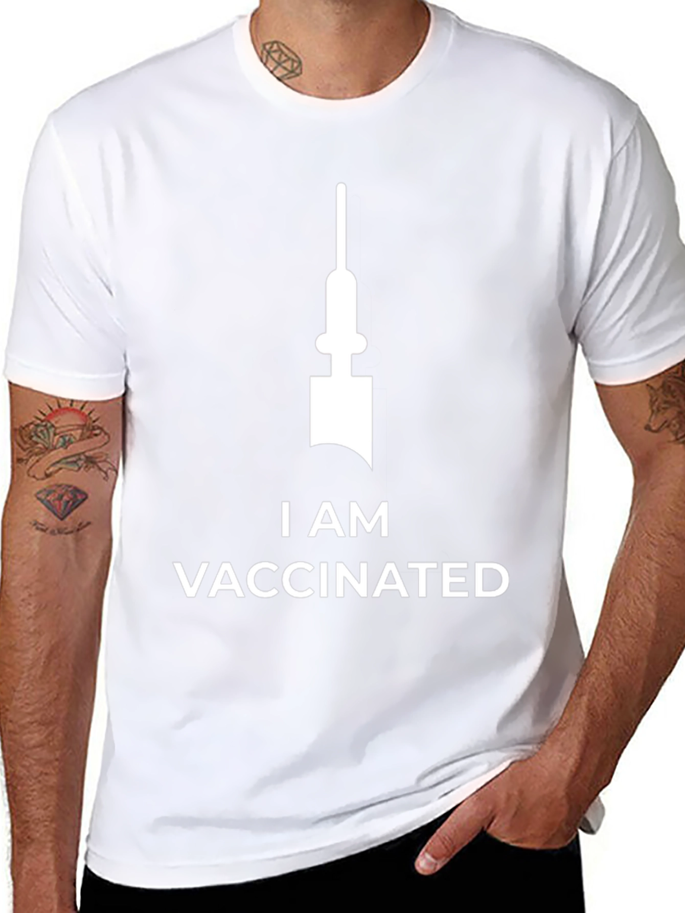 I Am Vaccinated T-Shirt Black Cotton Tee