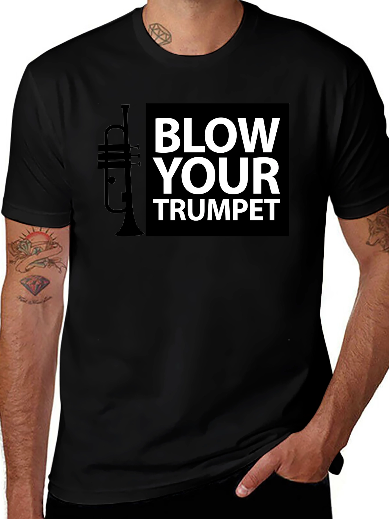 Blow Your Trumpet Black Graphic Tee