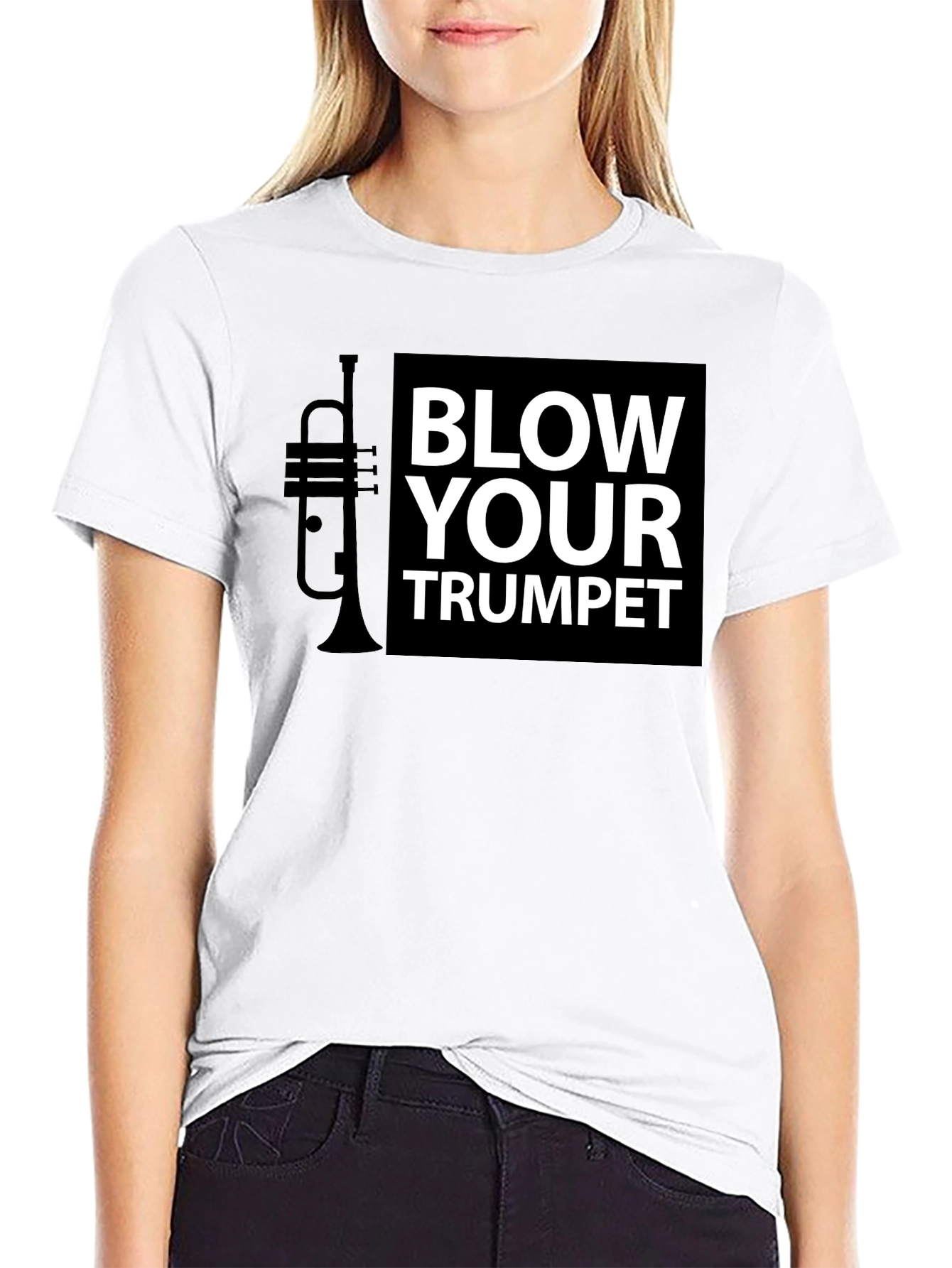 Blow Your Trumpet Black Graphic Tee