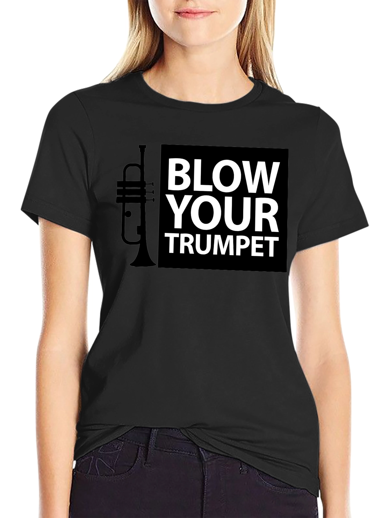 Blow Your Trumpet Black Graphic Tee