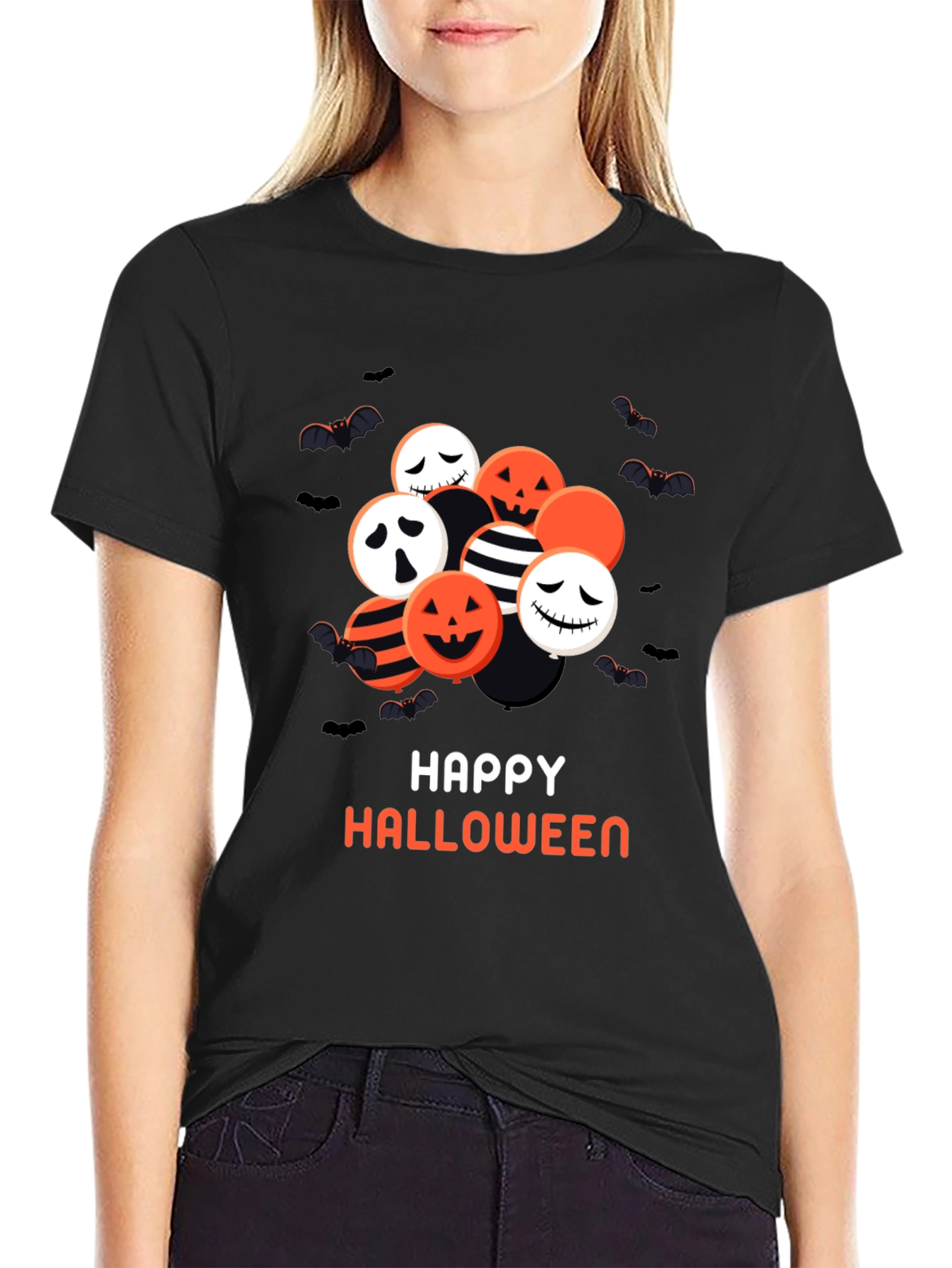 Happy Halloween Graphic Tee - Spooky Balloons