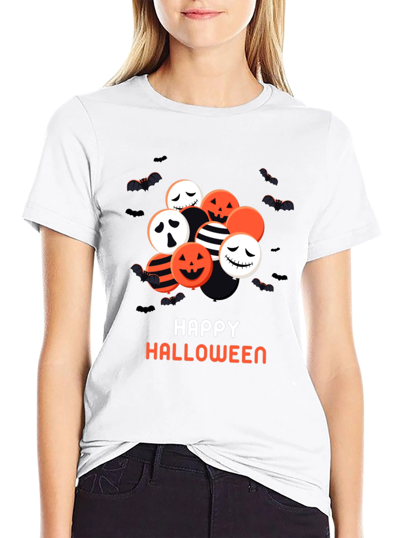 Happy Halloween Graphic Tee - Spooky Balloons