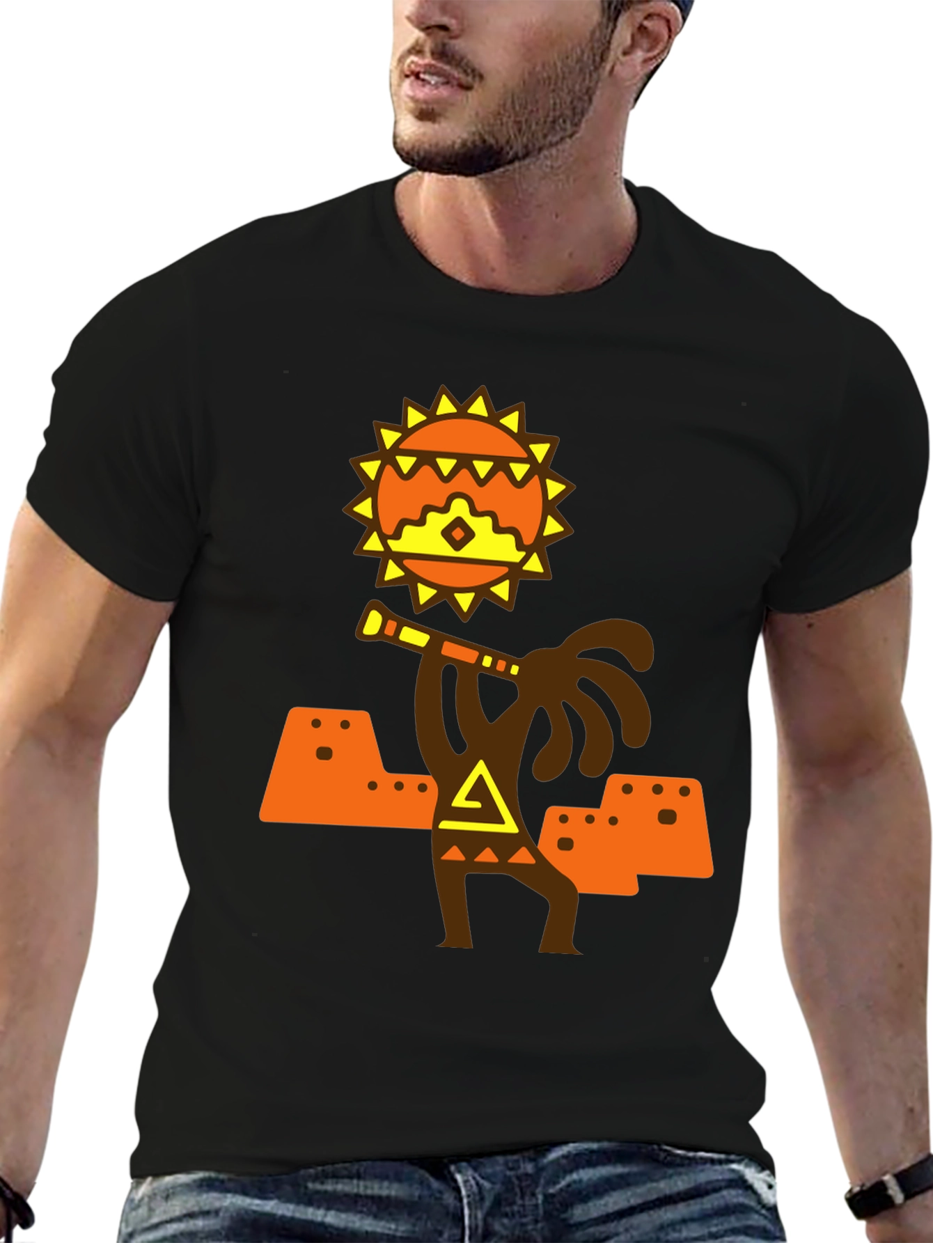 Aztec Sun God T-Shirt - Stylish Graphic Tee