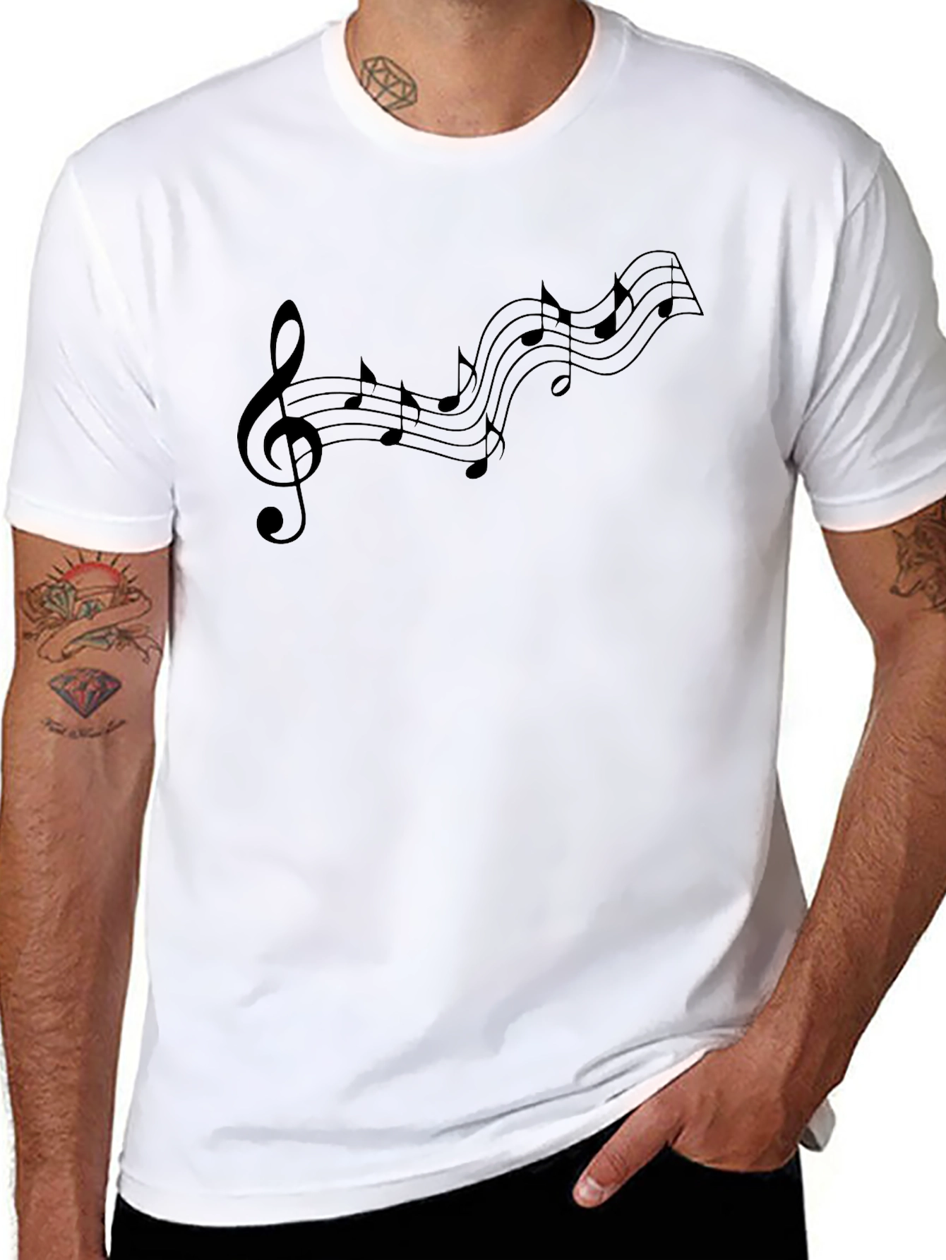 Musical Notes Graphic Tee - Soft Cotton Comfort
