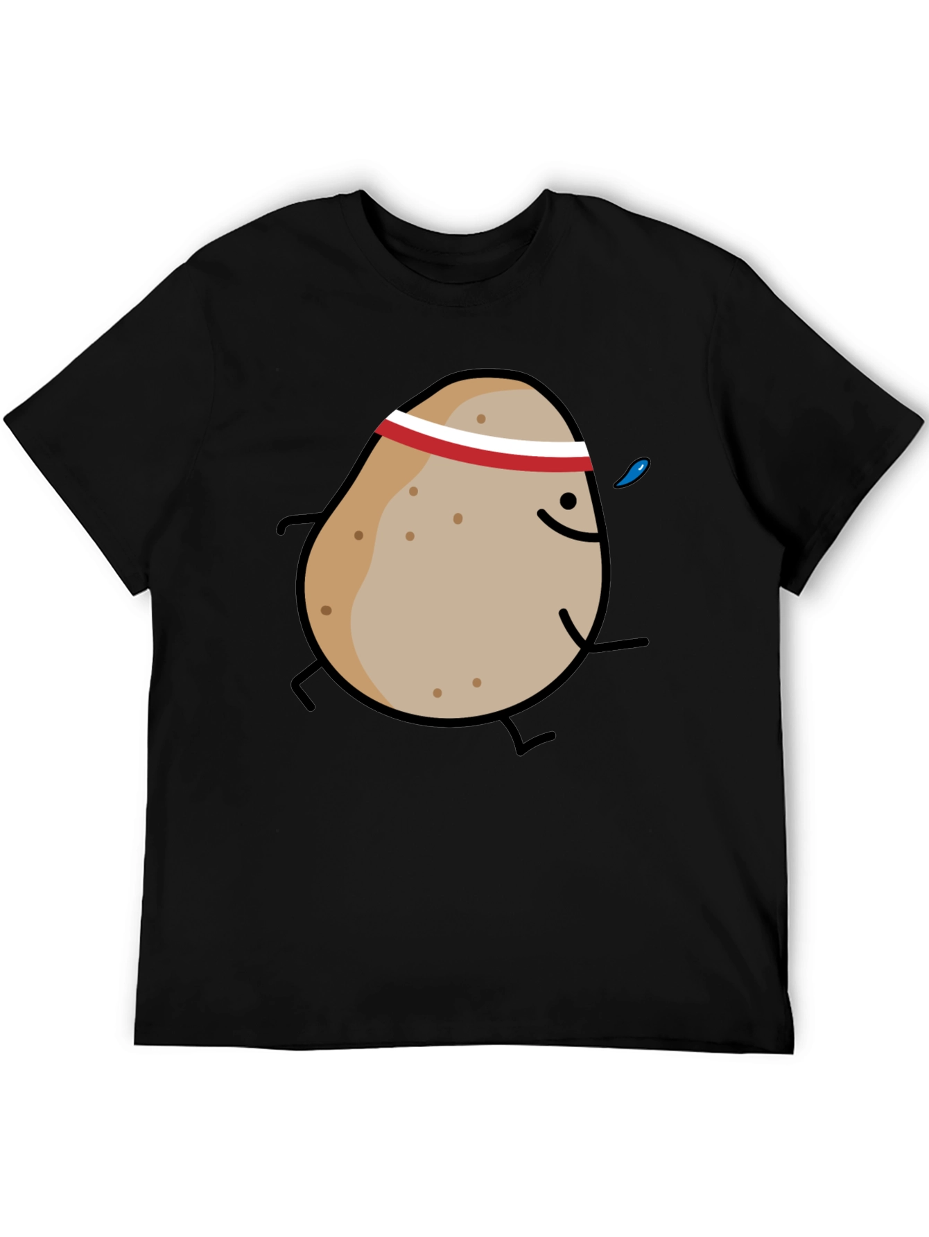Running Potato Graphic Tee - Black Cotton T-Shirt