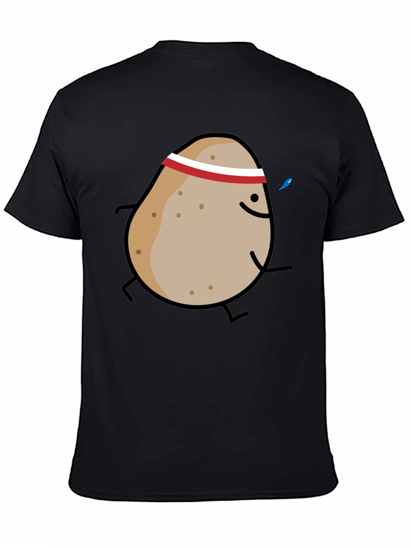 Running Potato Graphic Tee - Black Cotton T-Shirt