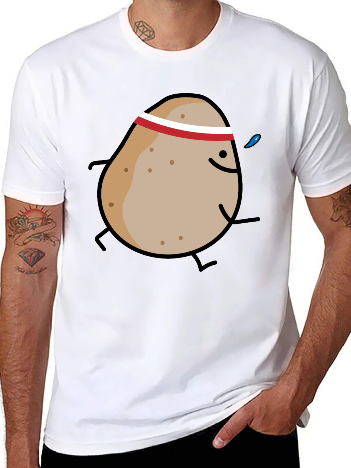 Running Potato Graphic Tee - Black Cotton T-Shirt