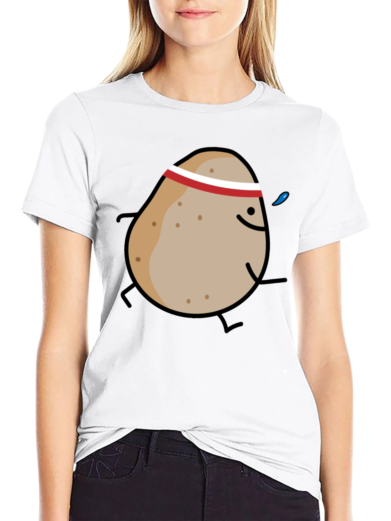 Running Potato Graphic Tee - Black Cotton T-Shirt