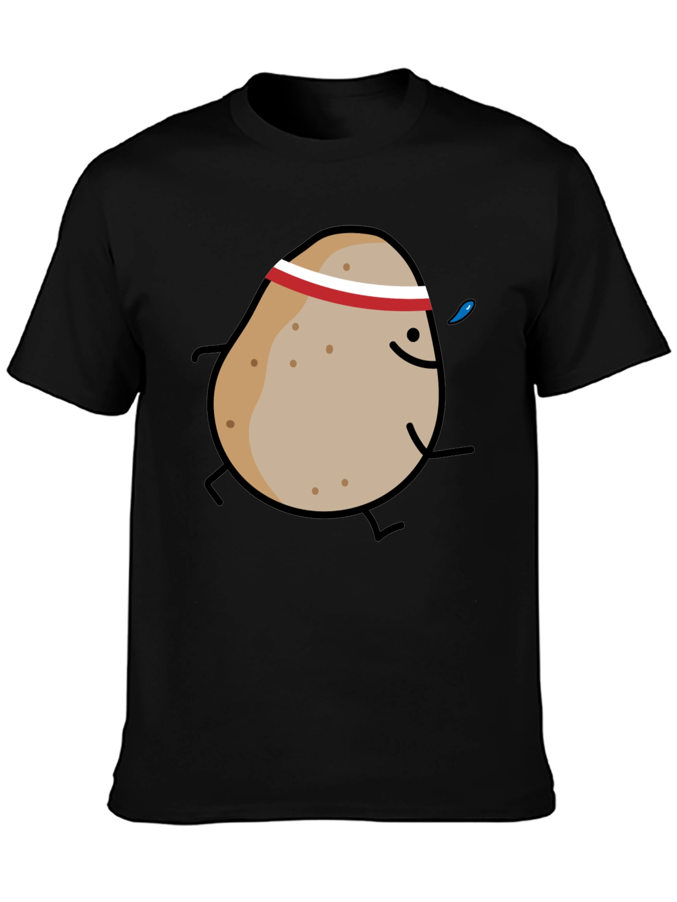 Running Potato Graphic Tee - Black Cotton T-Shirt