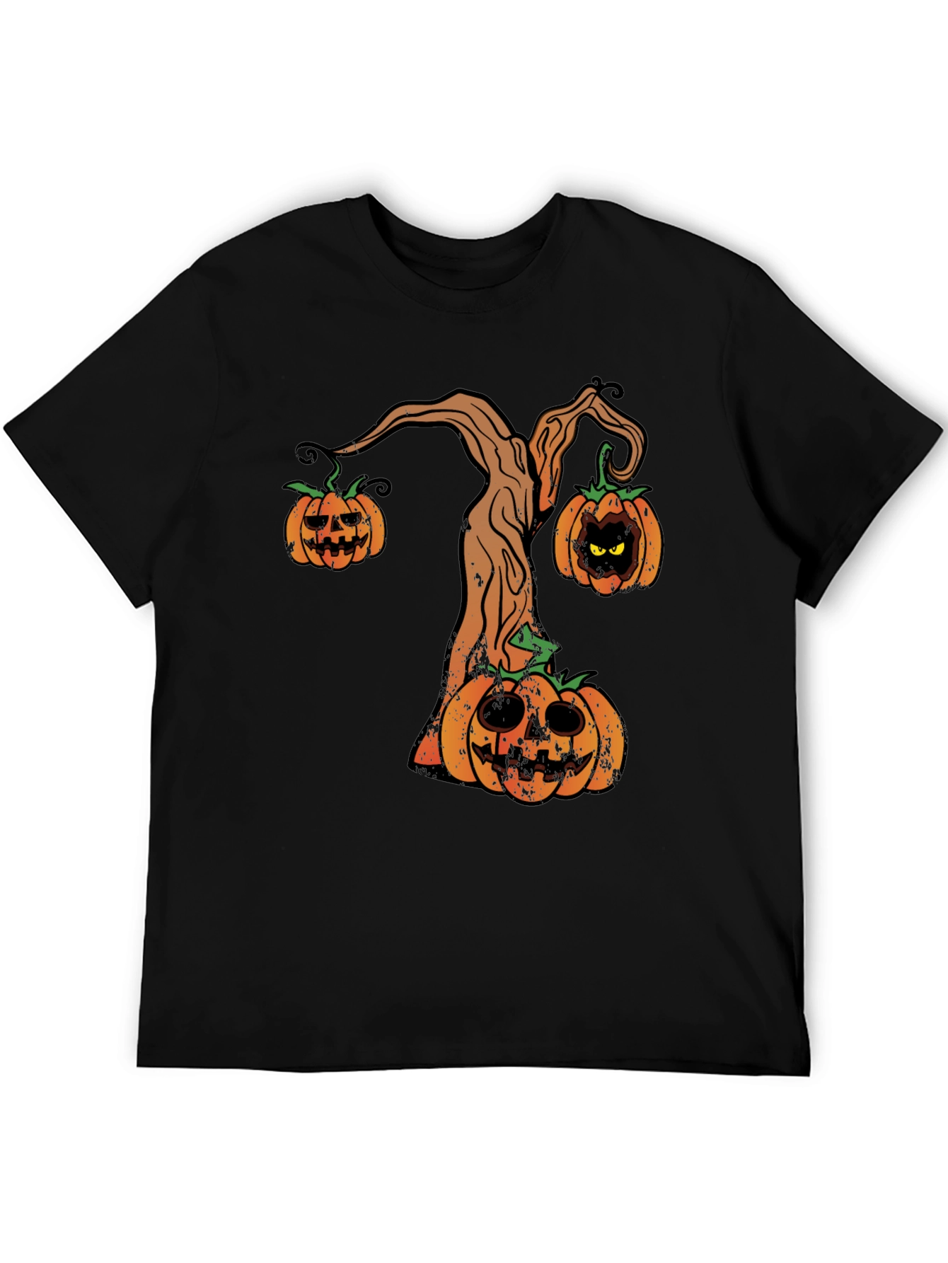 Halloween Pumpkin Tree Mens Black T-Shirt