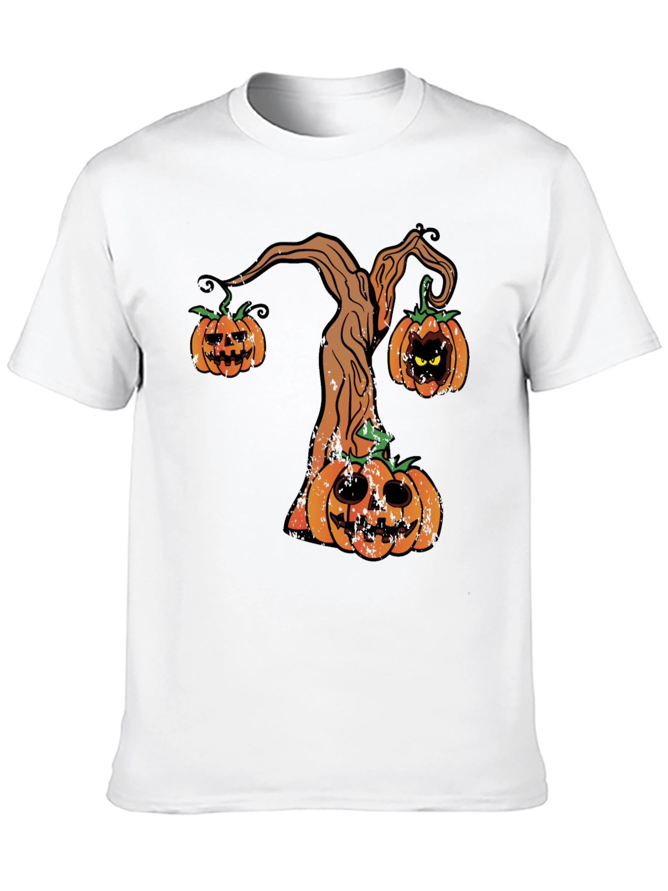 Halloween Pumpkin Tree Mens Black T-Shirt
