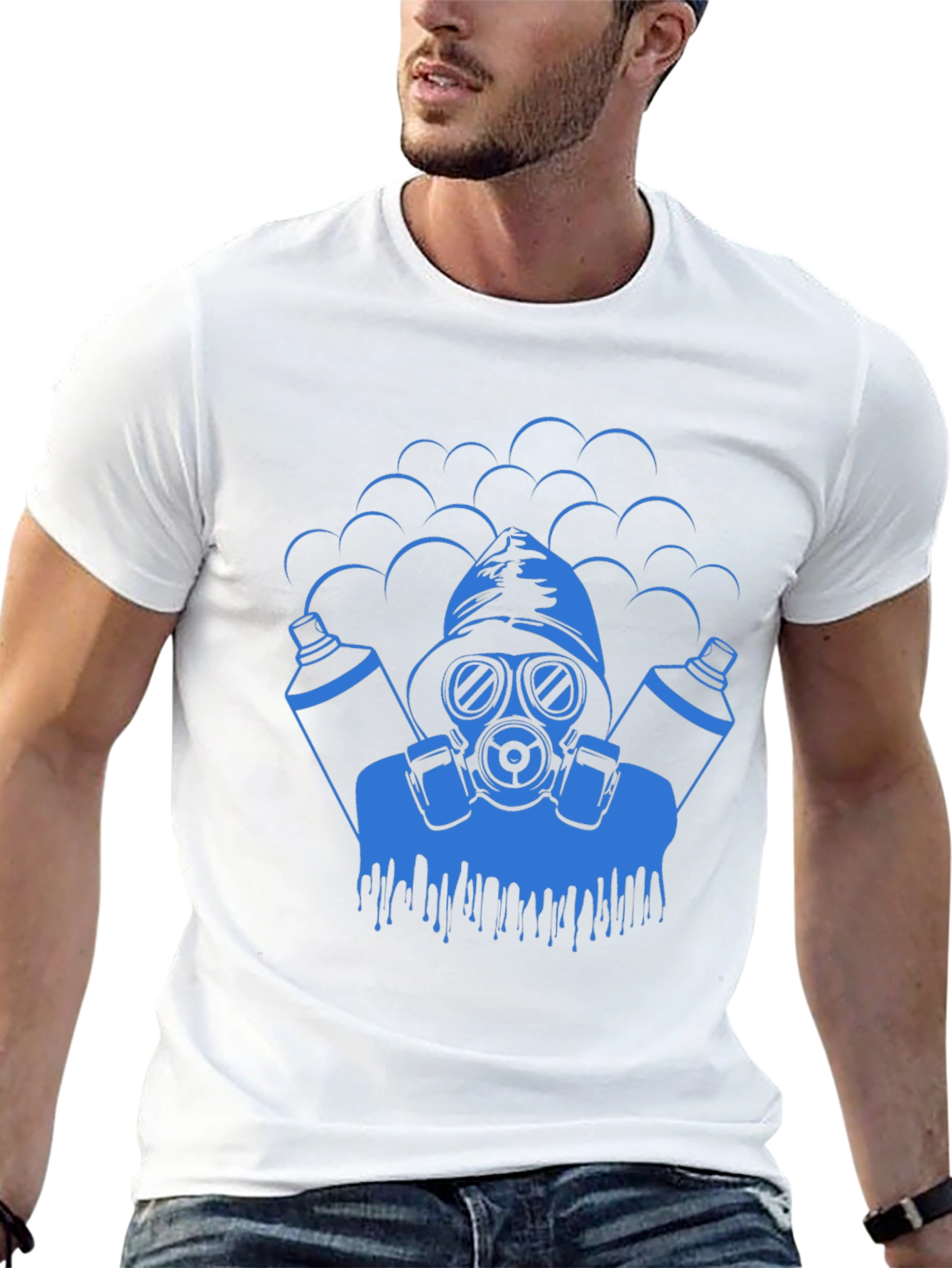 Cool Graphic Tee - Gas Mask Graffiti Artist