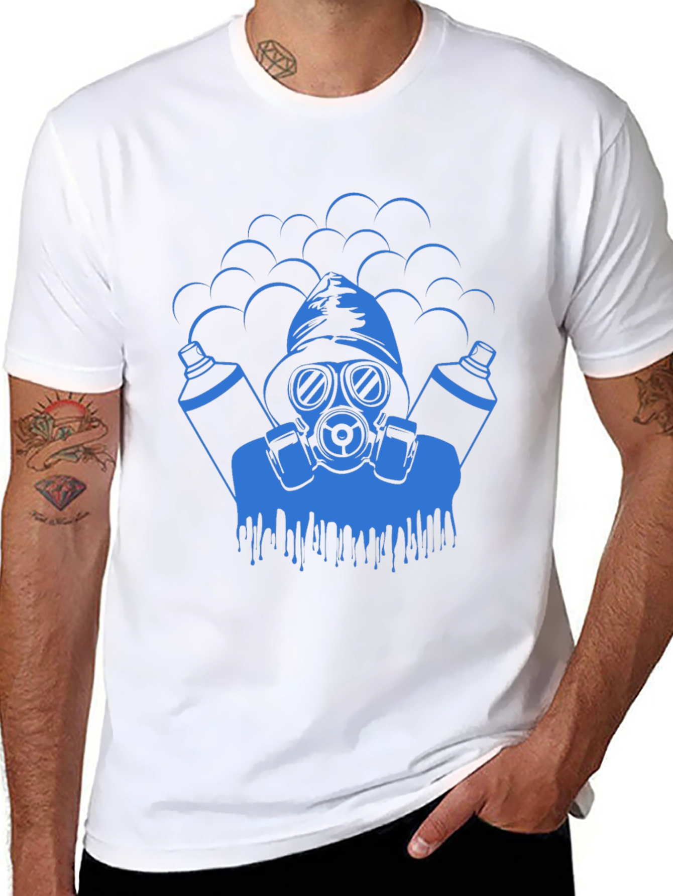 Cool Graphic Tee - Gas Mask Graffiti Artist