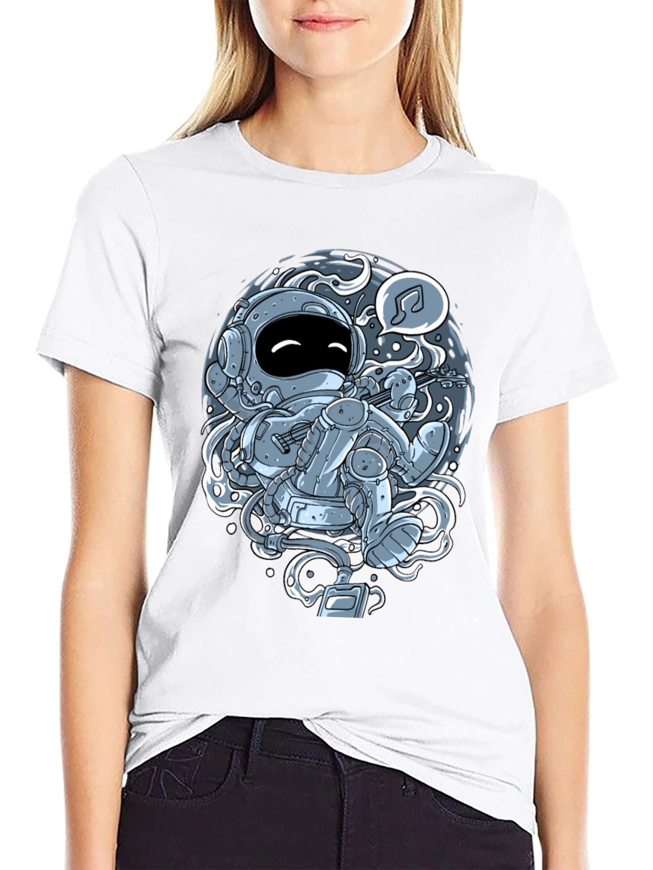 Astronaut Musician Graphic Tee - Black