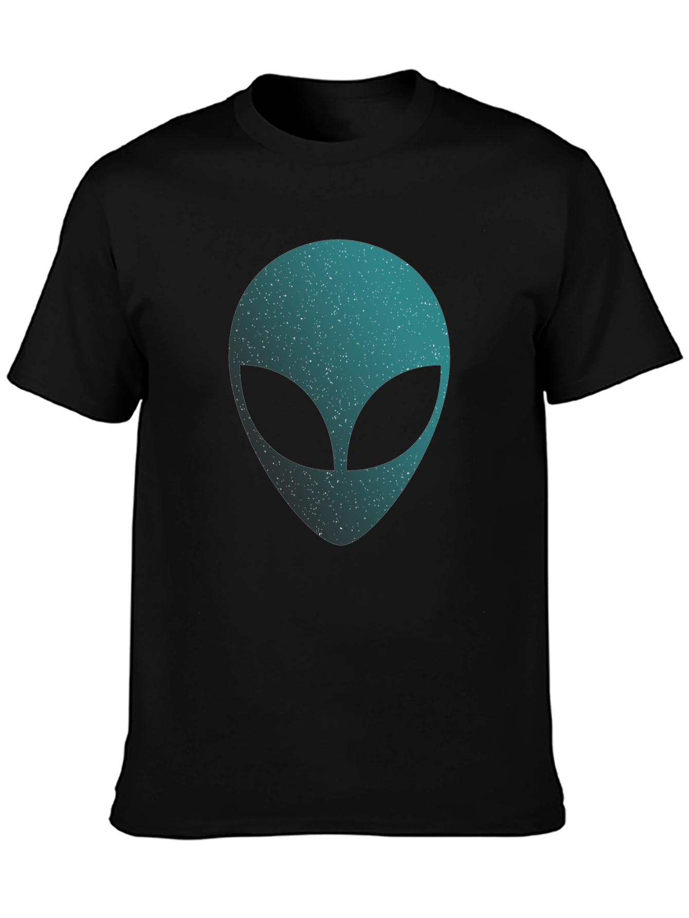 Alien Head Graphic T-Shirt - Black Crew Neck