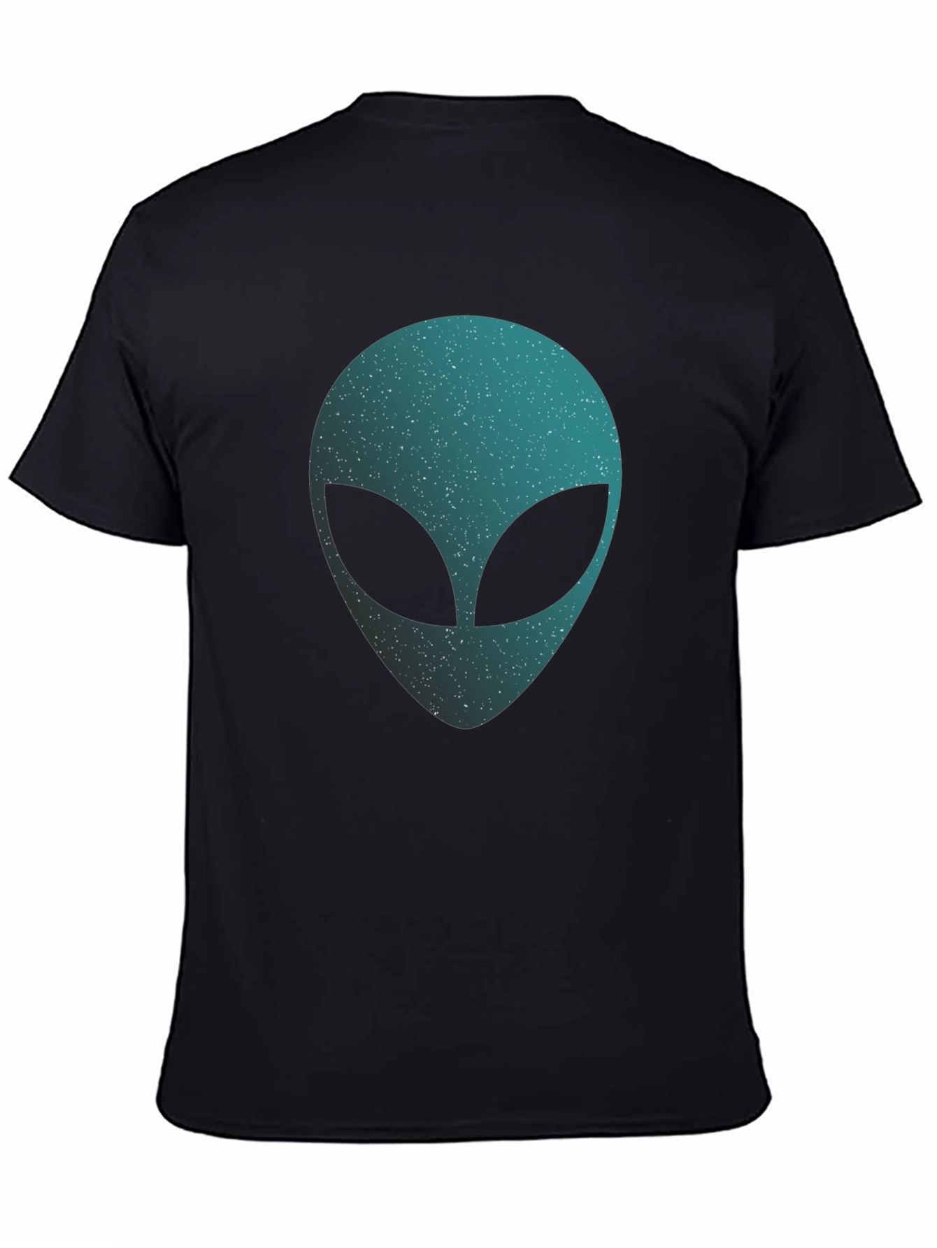 Alien Head Graphic T-Shirt - Black Crew Neck