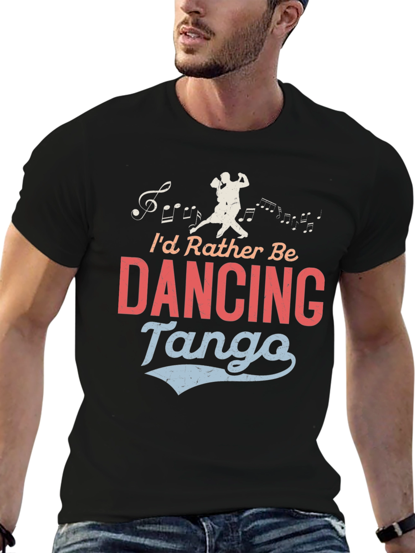 Dancing Tango Graphic Tee - Black Crew Neck