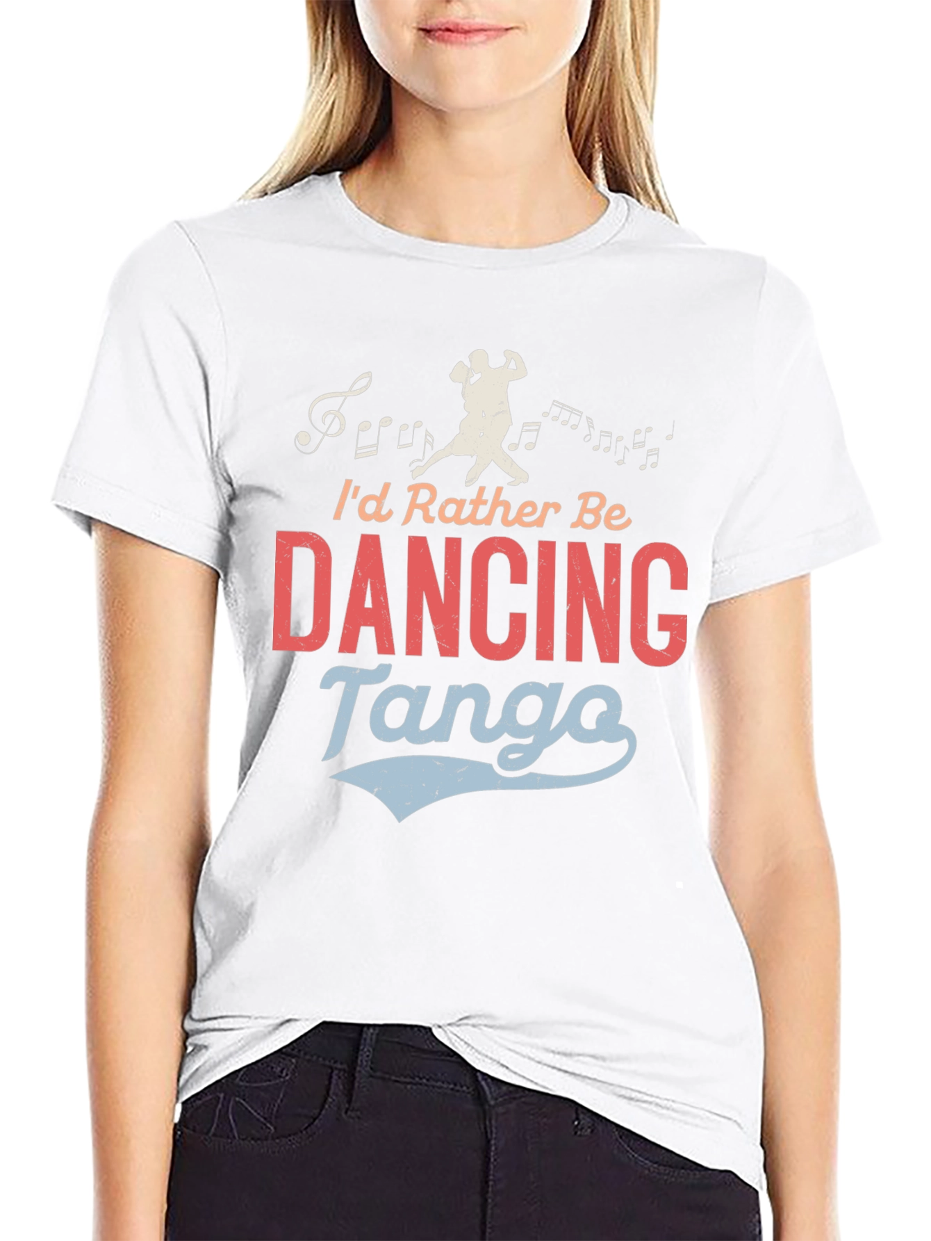 Dancing Tango Graphic Tee - Black Crew Neck