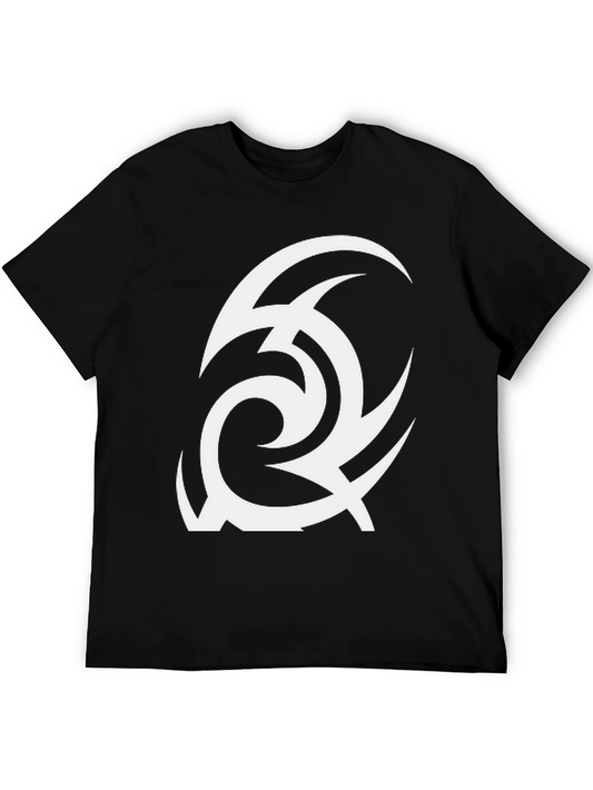 Black T-Shirt with Abstract White Design