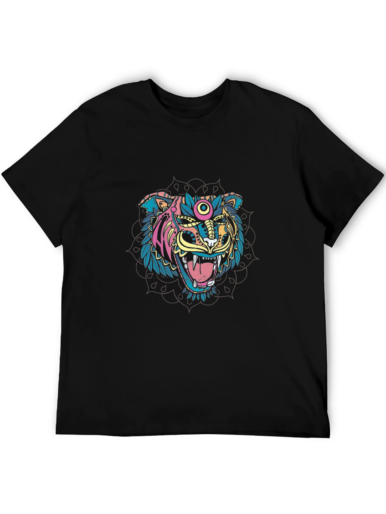 Tiger Mandala Graphic Black T-Shirt