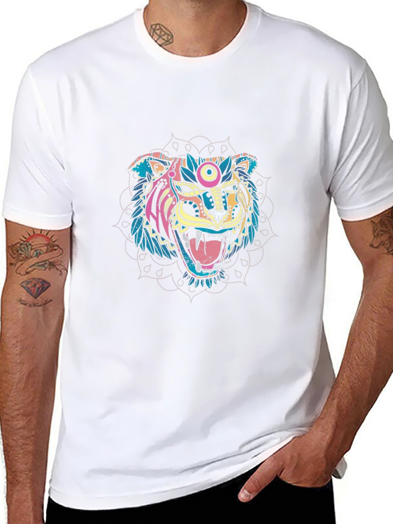 Tiger Mandala Graphic Black T-Shirt