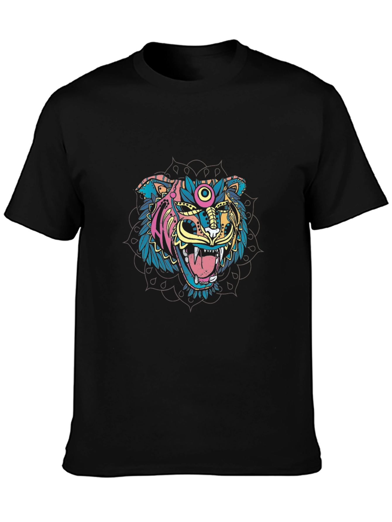 Tiger Mandala Graphic Black T-Shirt