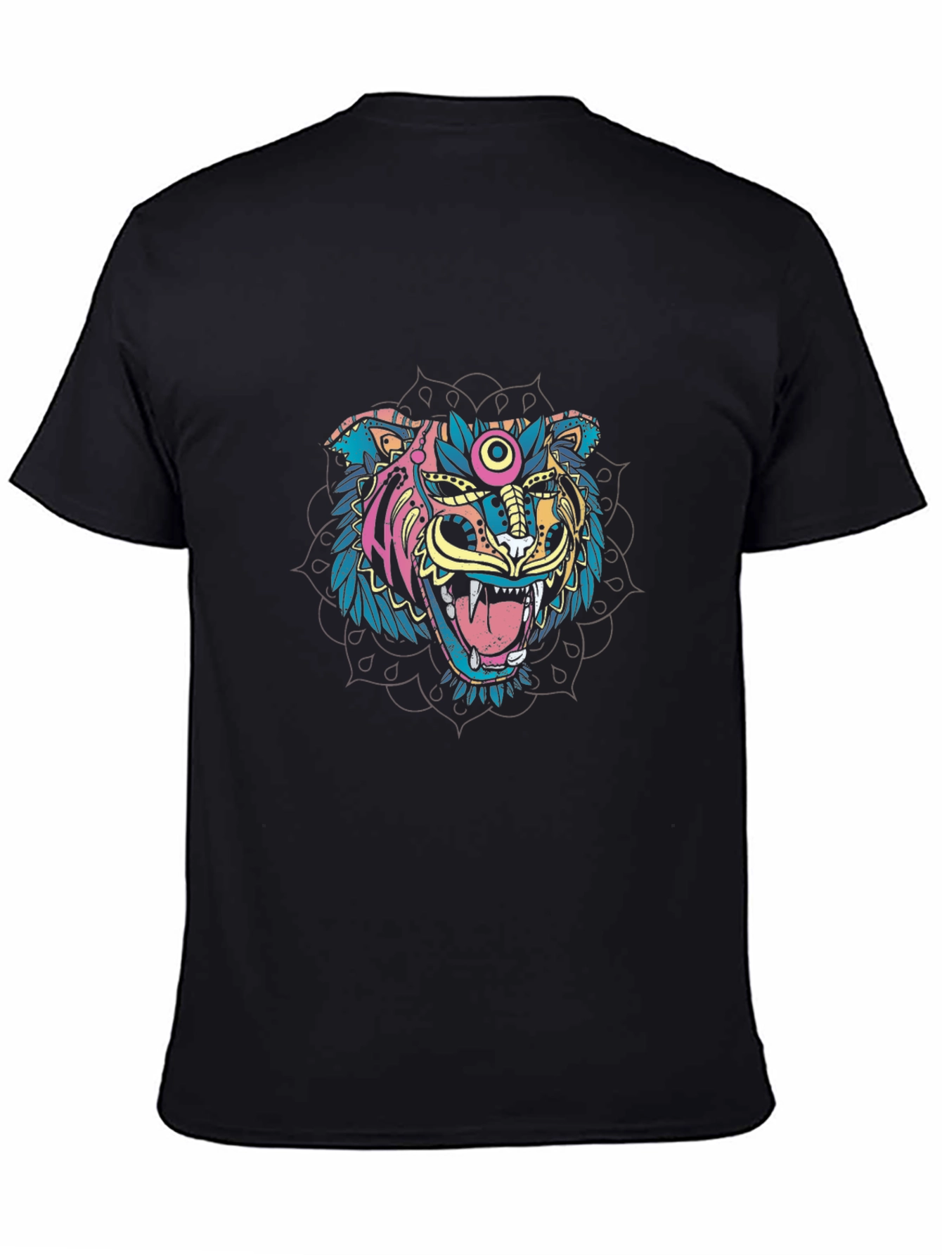Tiger Mandala Graphic Black T-Shirt