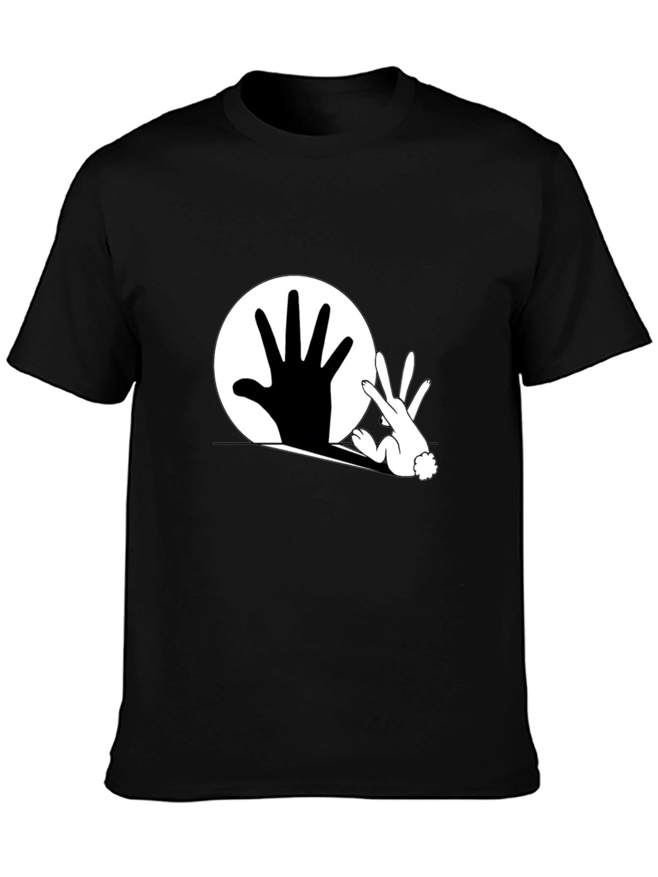 Hand Rabbit Shadow T-Shirt - Black Graphic Tee