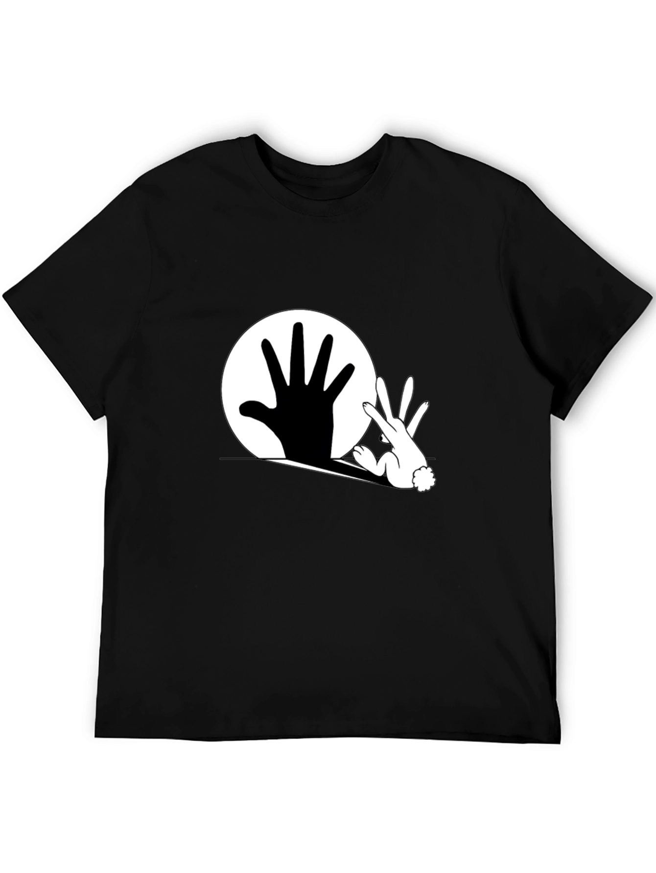 Hand Rabbit Shadow T-Shirt - Black Graphic Tee