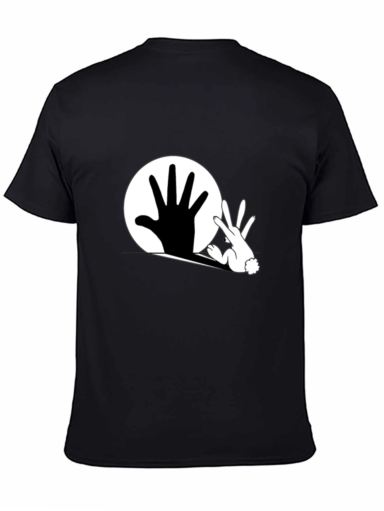 Hand Rabbit Shadow T-Shirt - Black Graphic Tee