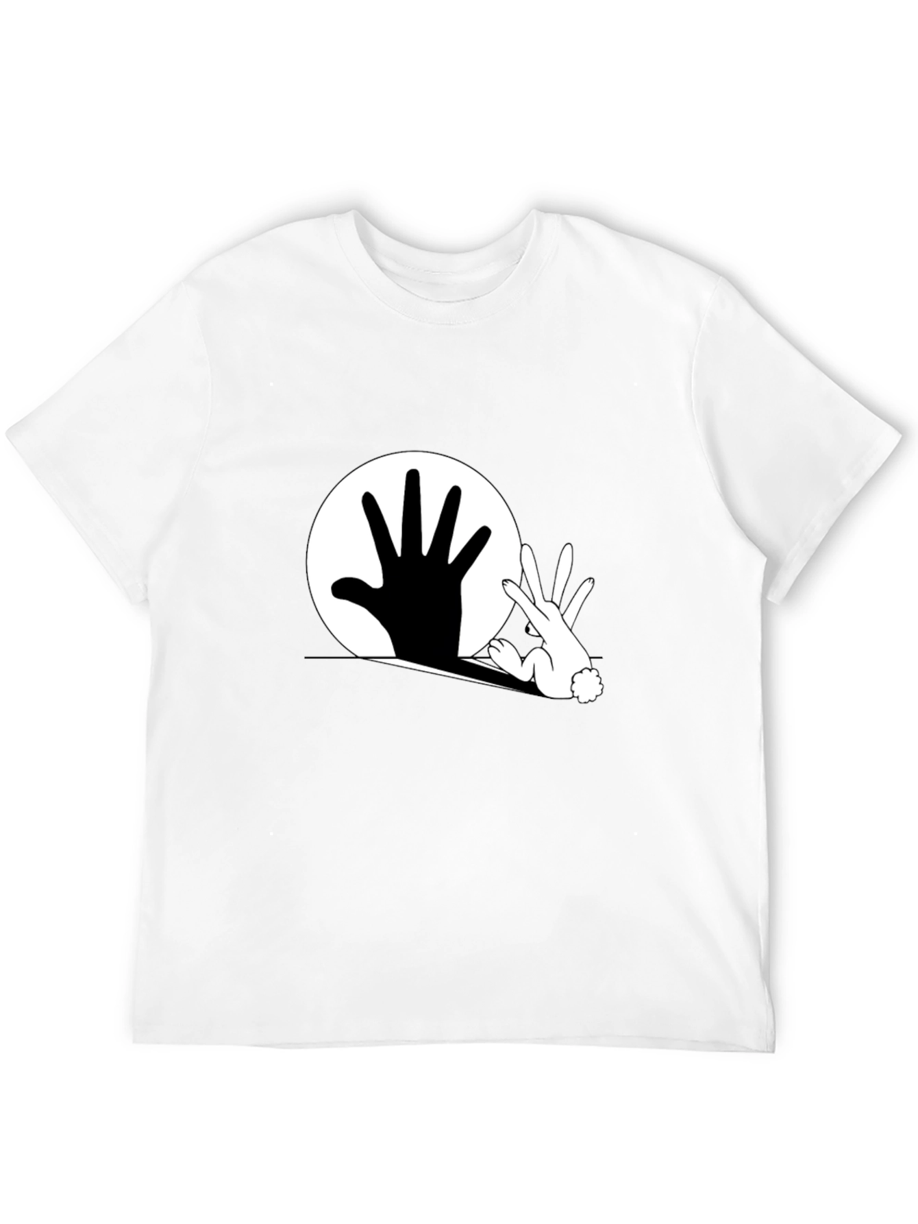Hand Rabbit Shadow T-Shirt - Black Graphic Tee