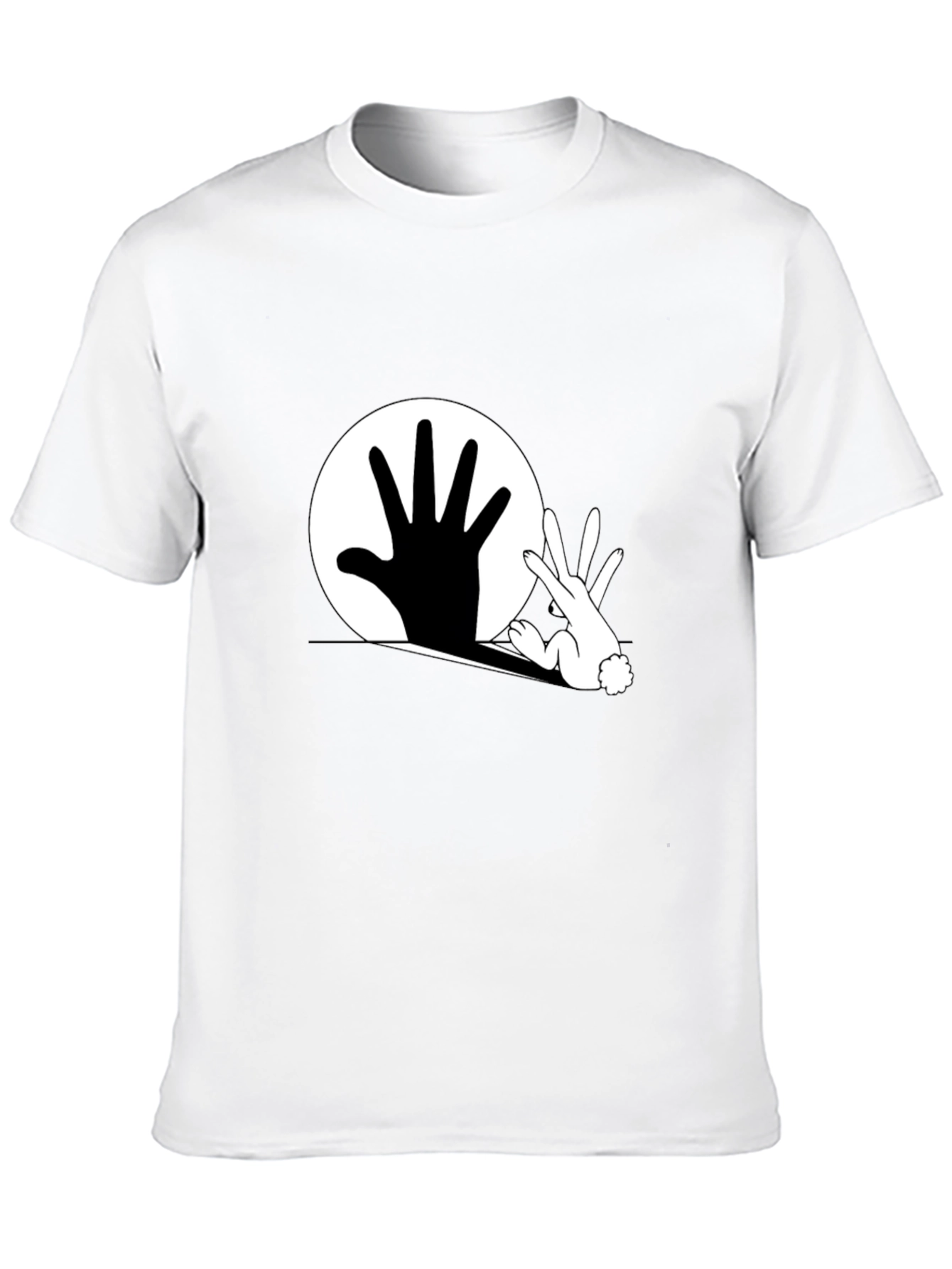 Hand Rabbit Shadow T-Shirt - Black Graphic Tee