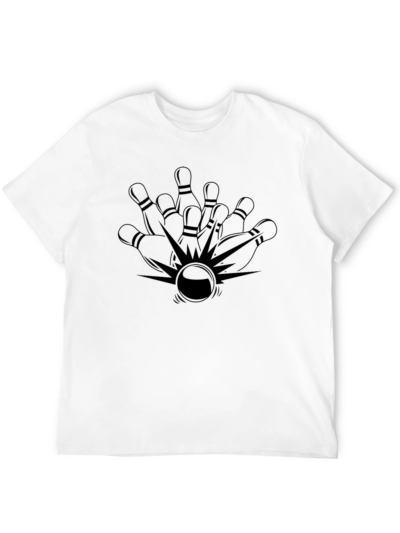 Bowling Strike Graphic Tee - Black Cotton Comfort