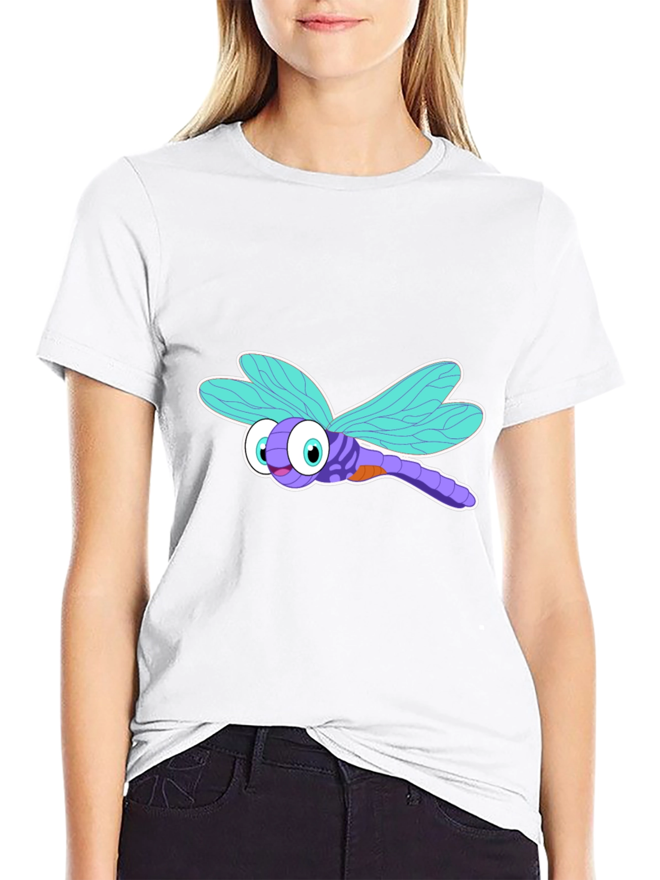 Dragonfly Graphic Tee - Black Cotton T-Shirt