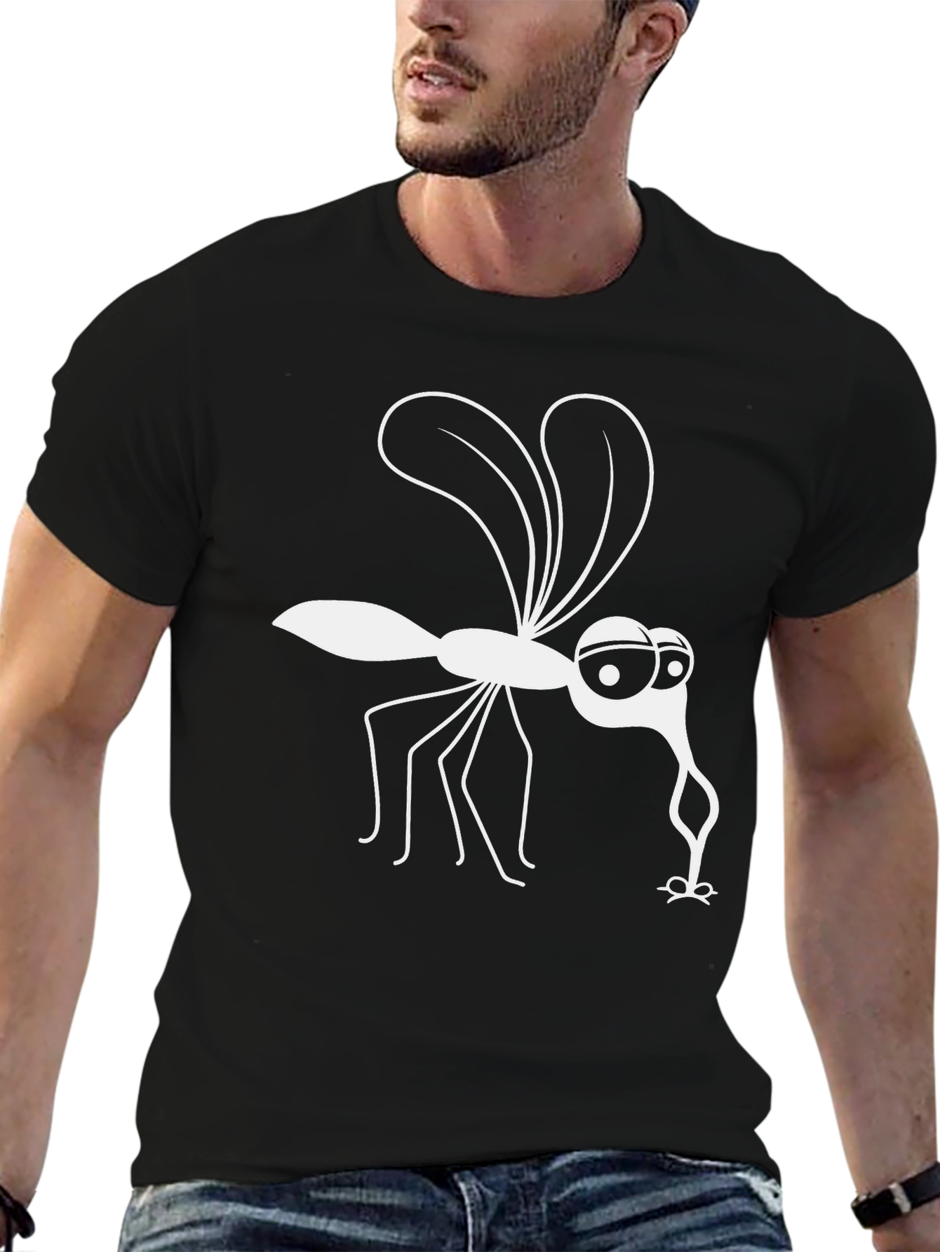 Funny Mosquito Graphic Tee - Black Cotton T-Shirt