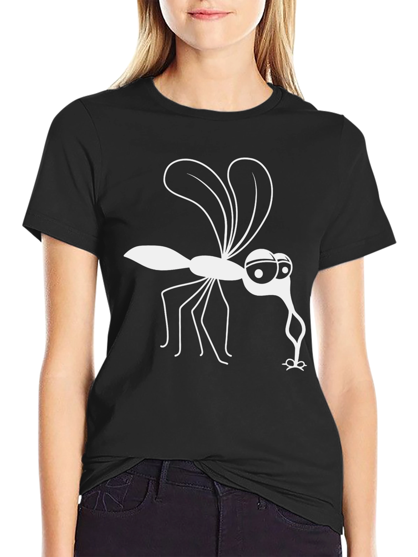 Funny Mosquito Graphic Tee - Black Cotton T-Shirt
